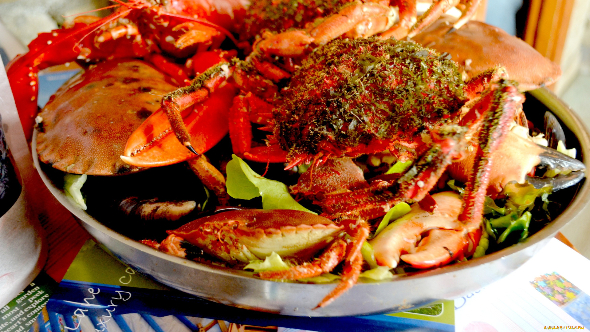 еда, рыбные, блюда, , с, морепродуктами, лобстер