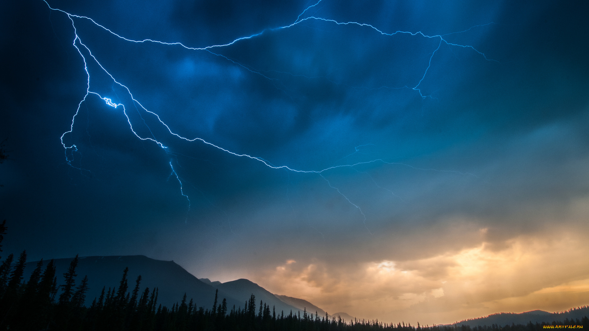 природа, молния, , гроза, простор