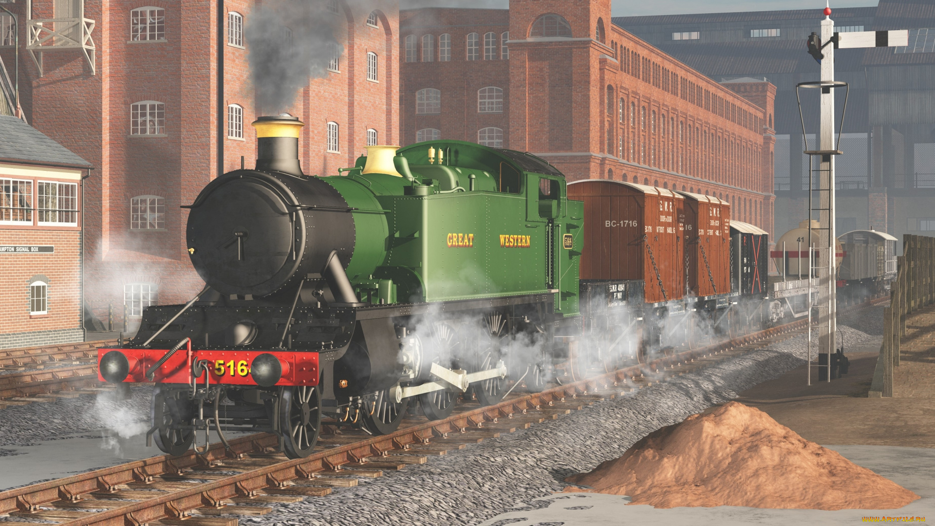 техника, 3d, поезд, вагоны