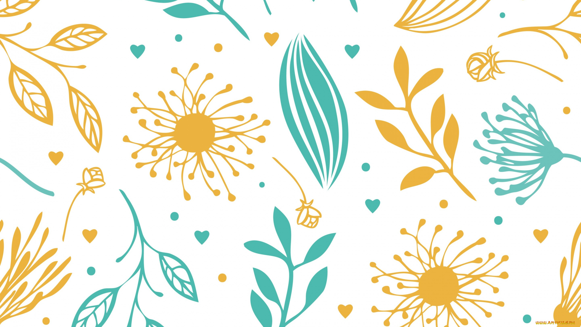 векторная, графика, цветы, , flowers, цветы, текстура, background, blue, yellow, abstract, floral