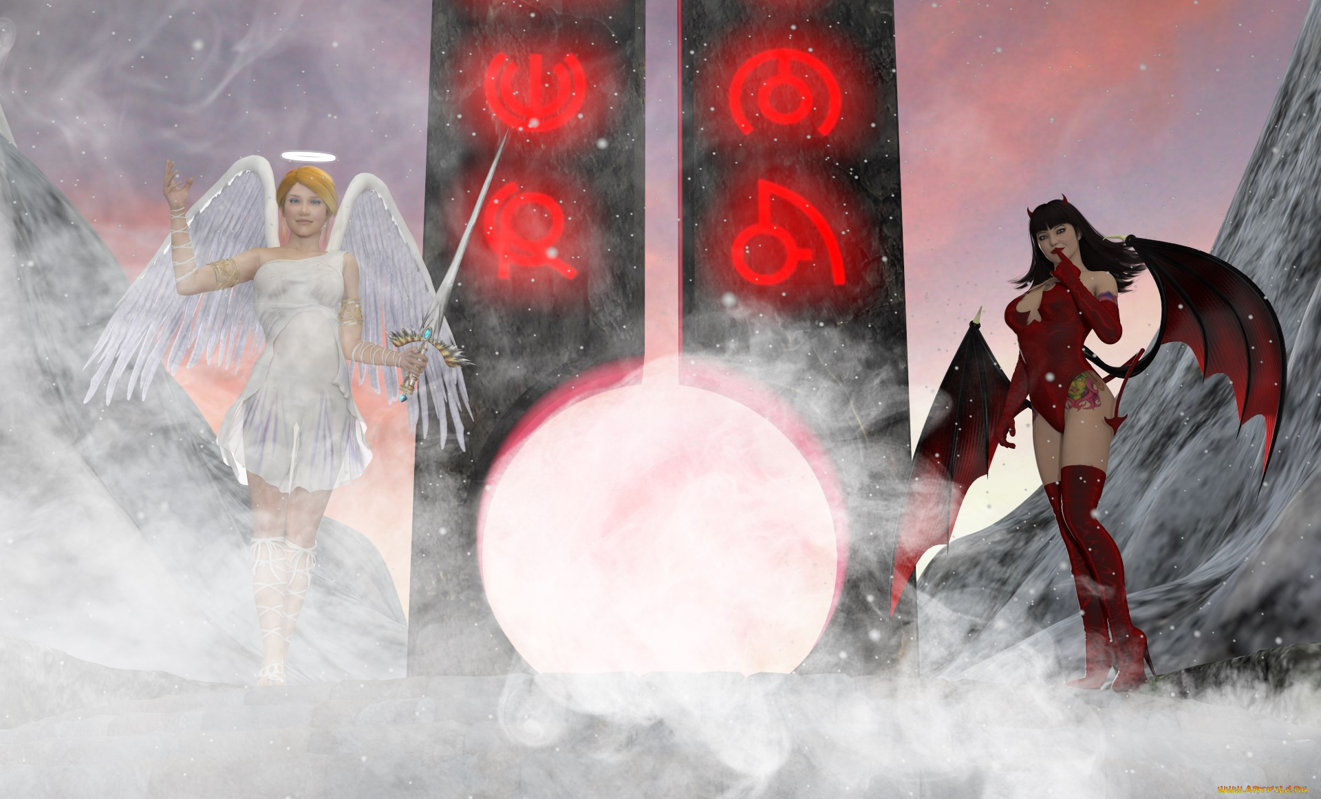 3д, графика, существа, , creatures, фон, взгляд, девушка