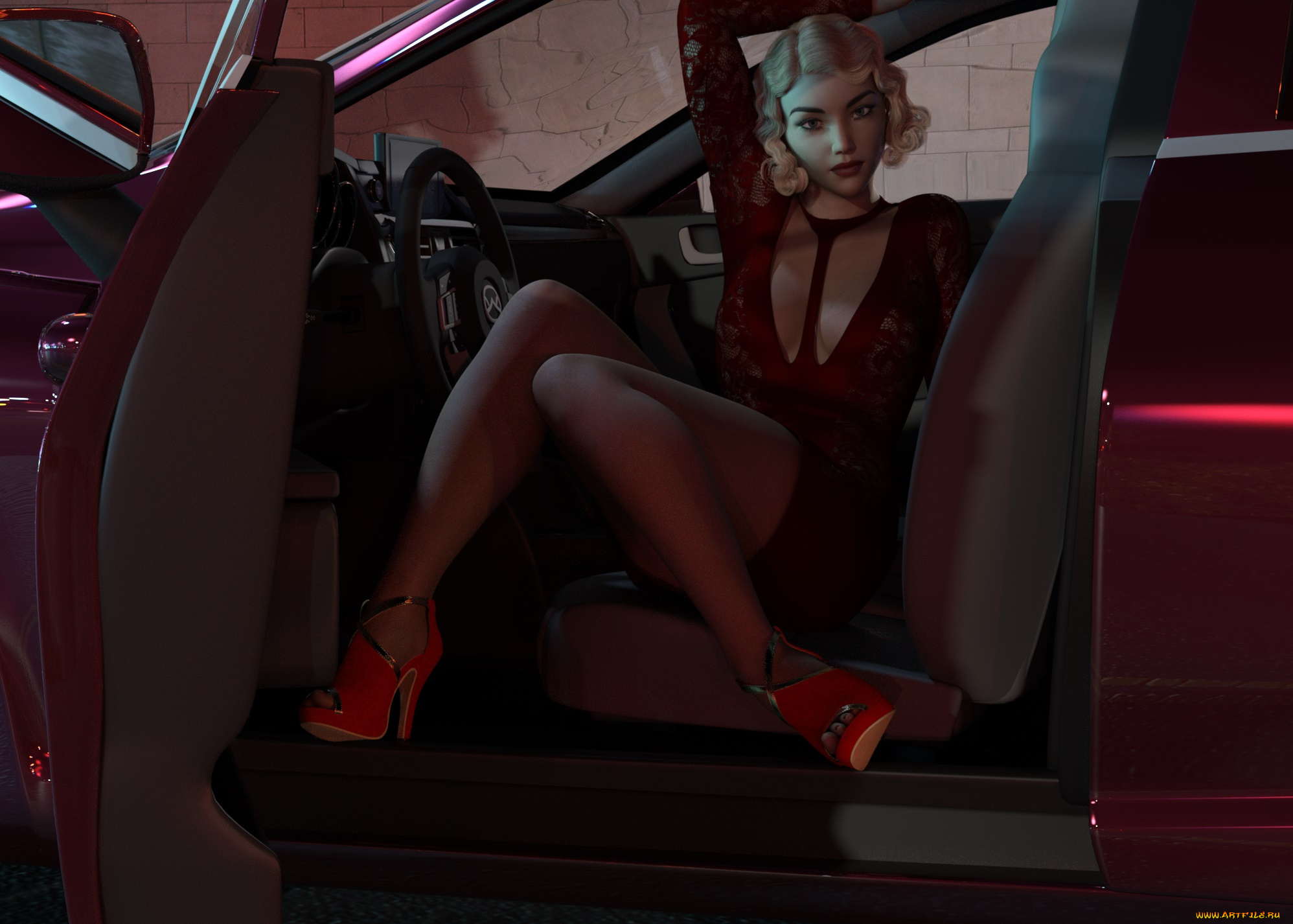 3д, графика, люди-авто, мото, , people-, car, , , moto, взгляд, фон, девушка