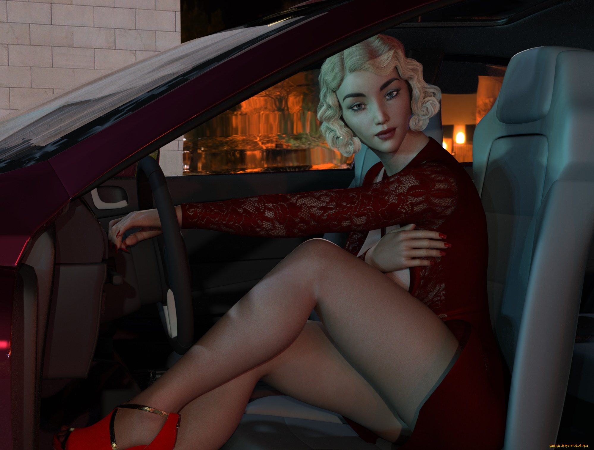 3д, графика, люди-авто, мото, , people-, car, , , moto, девушка, фон, взгляд