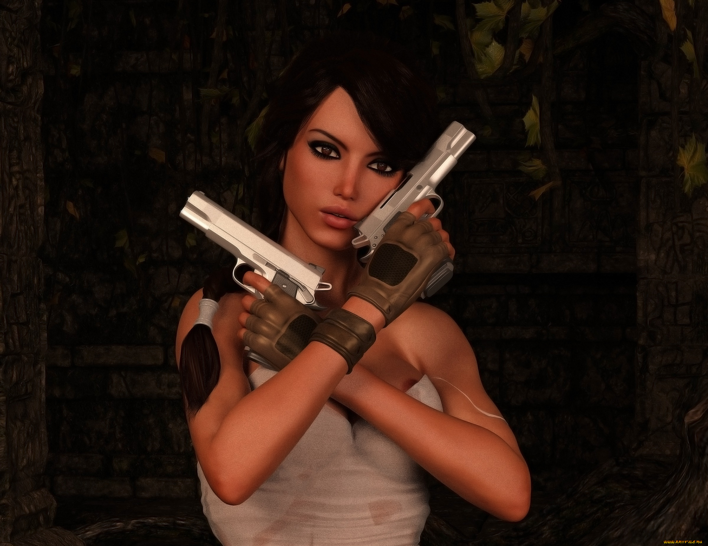 3д, графика, фантазия, , fantasy, девушка, взгляд, фон, оружие