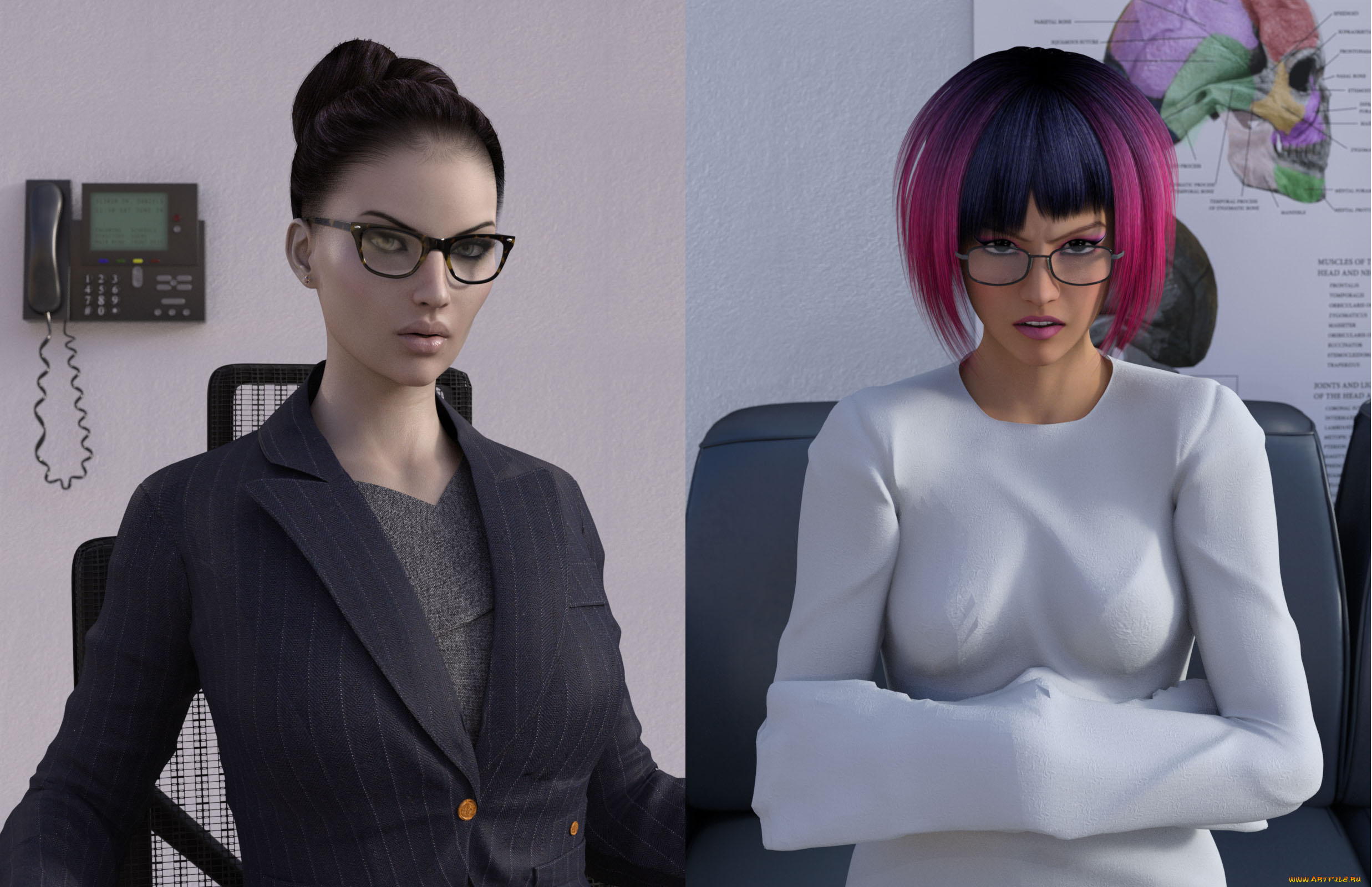 3д, графика, люди, , people, девушки, взгляд, фон