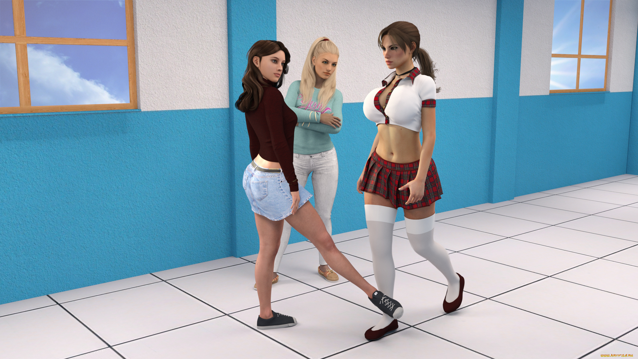 3д, графика, люди, , people, фон, взгляд, девушки