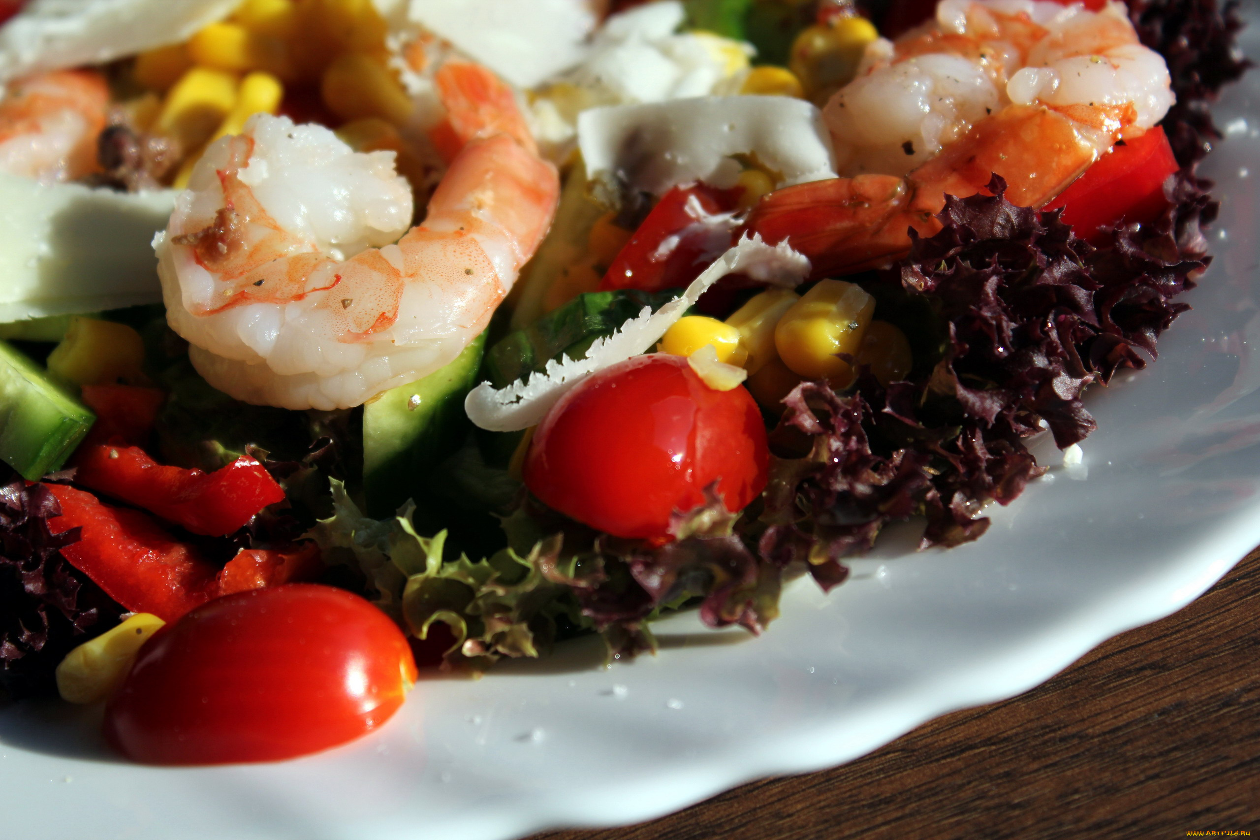 еда, салаты, , закуски, креветки, салат, помидоры, кукуруза, томаты