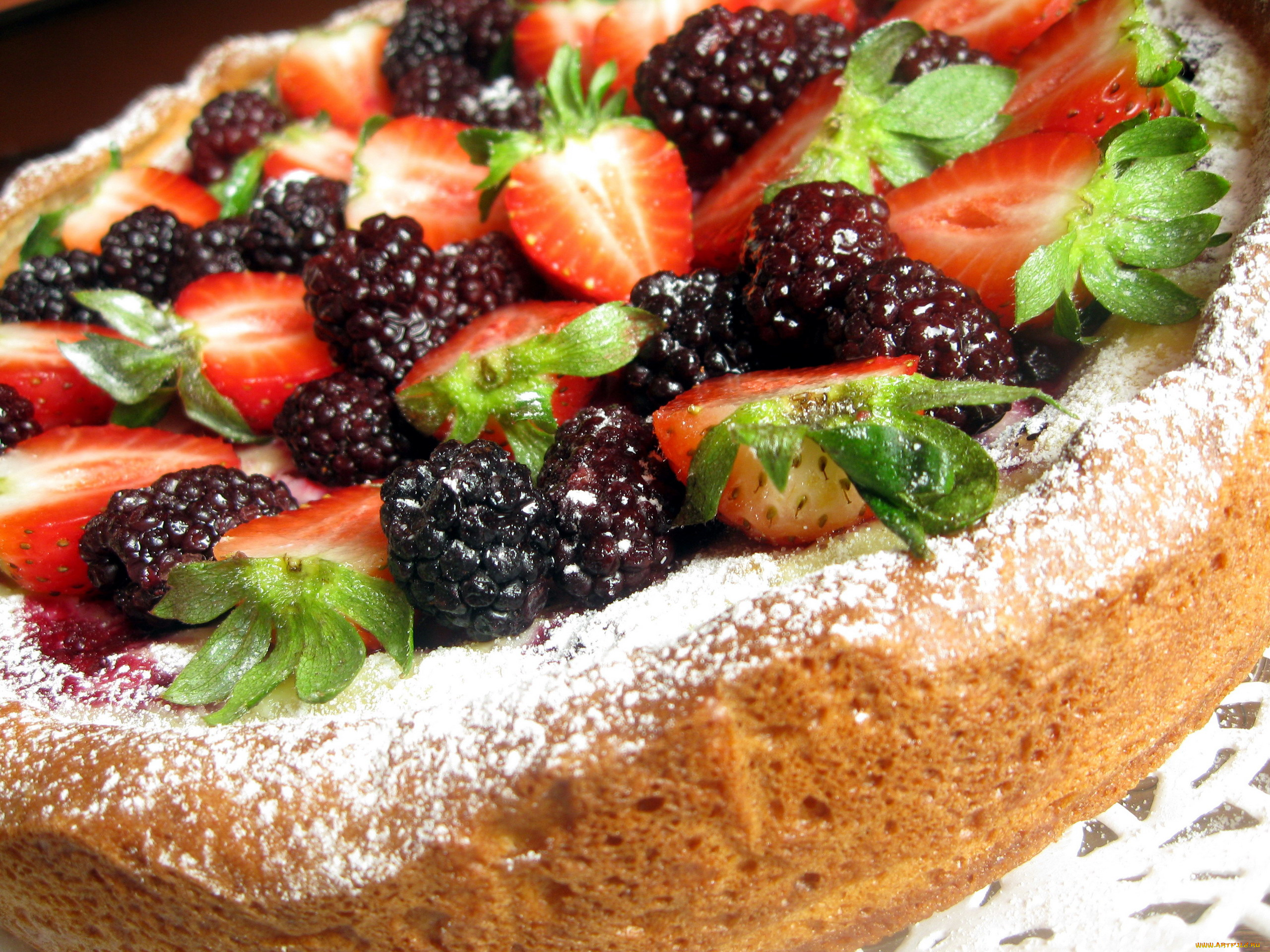 еда, пироги, ежевика, пирог, клубника