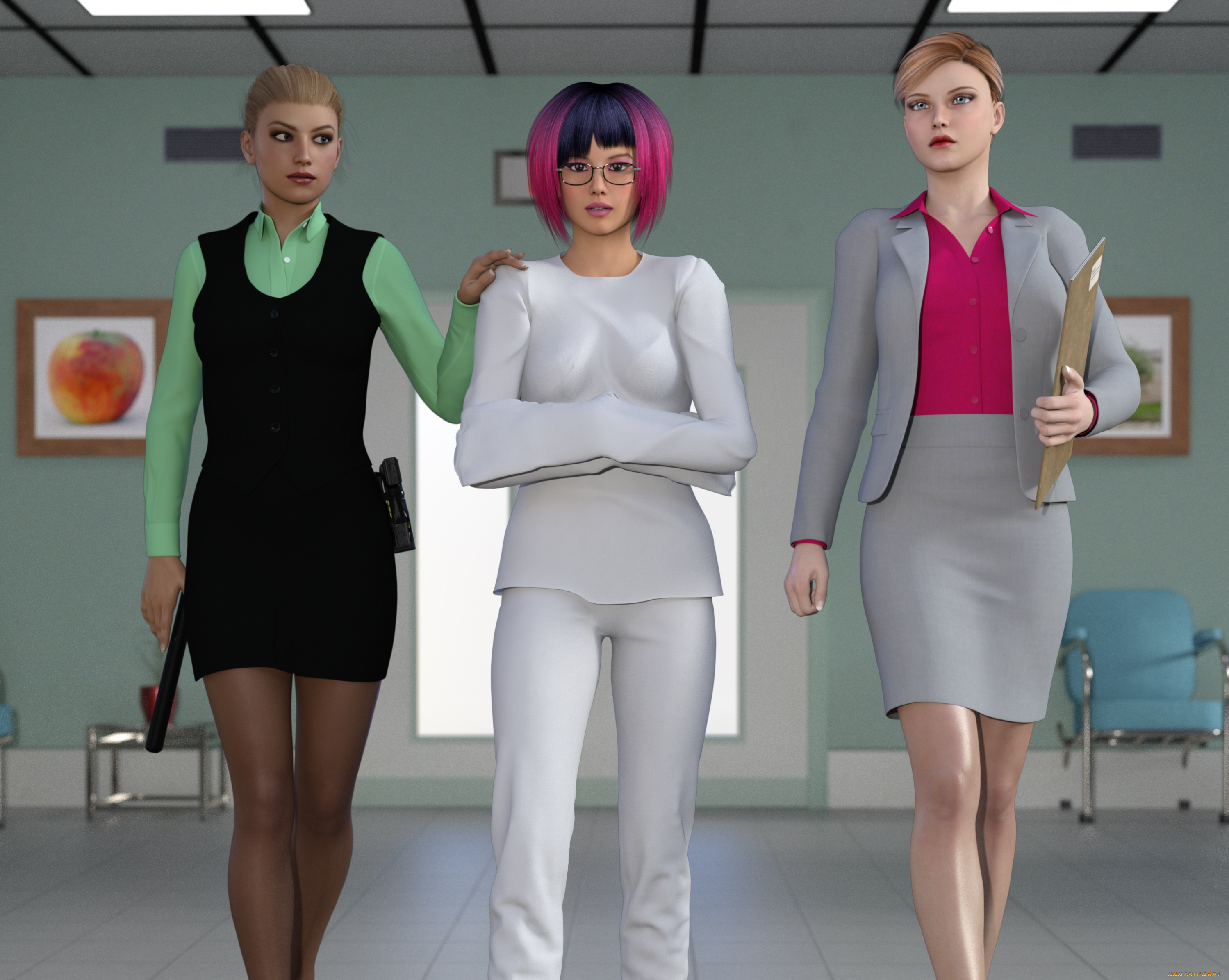 3д, графика, люди, , people, девушки, взгляд, фон