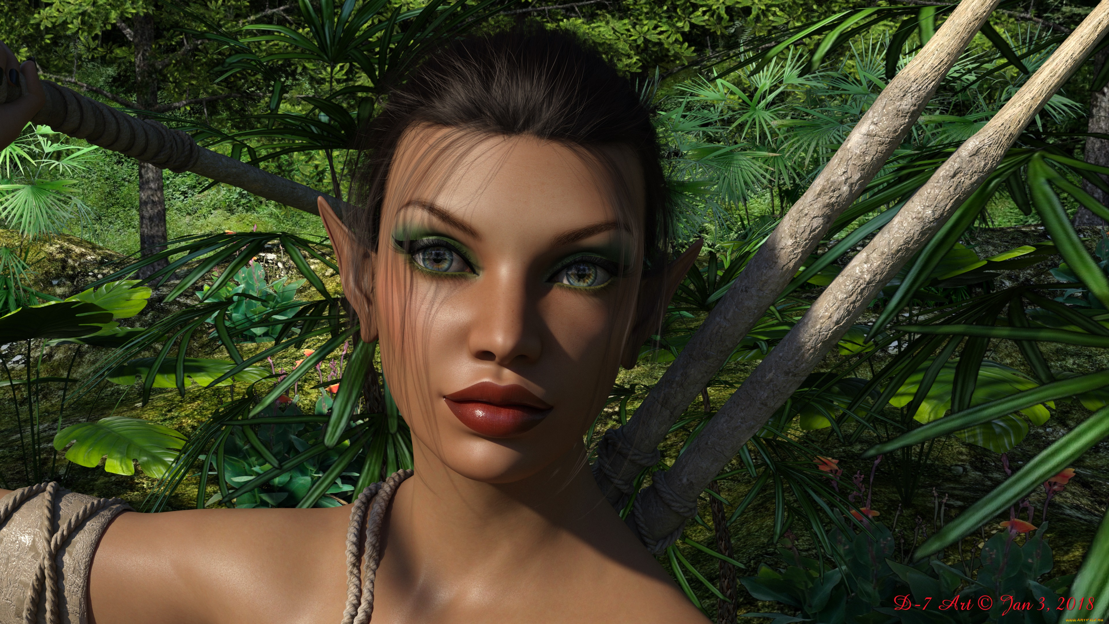 3д, графика, эльфы, , elves, фон, эльфийка, взгляд