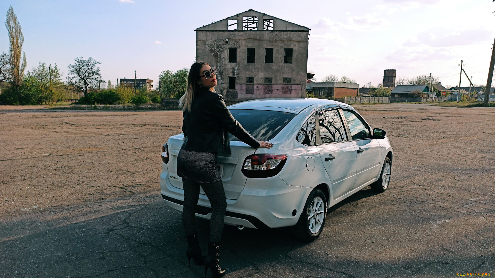 автомобили, -авто, с, девушками, lada, granta