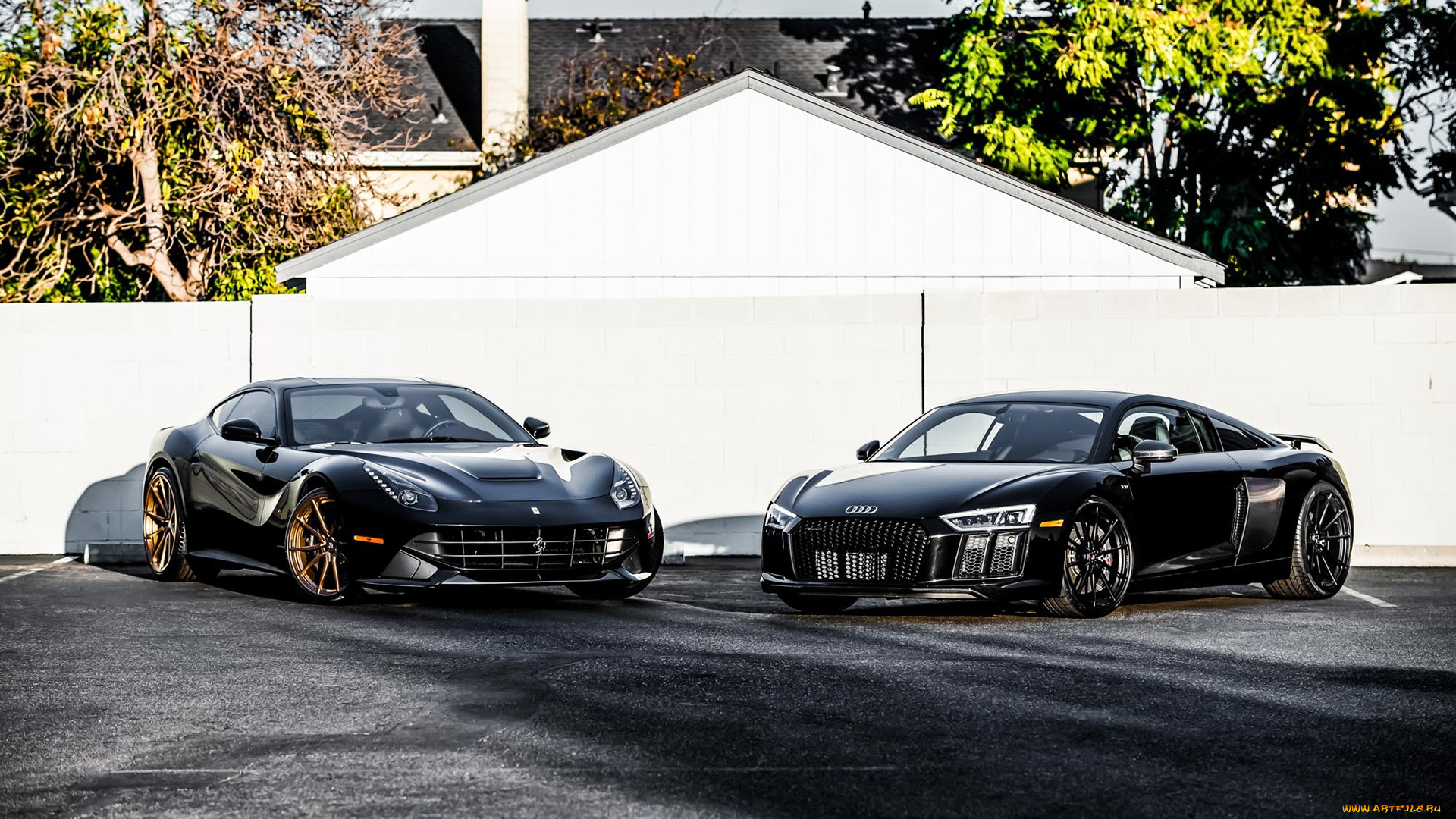 автомобили, разные, вместе, ferrari, f12, audi, r8