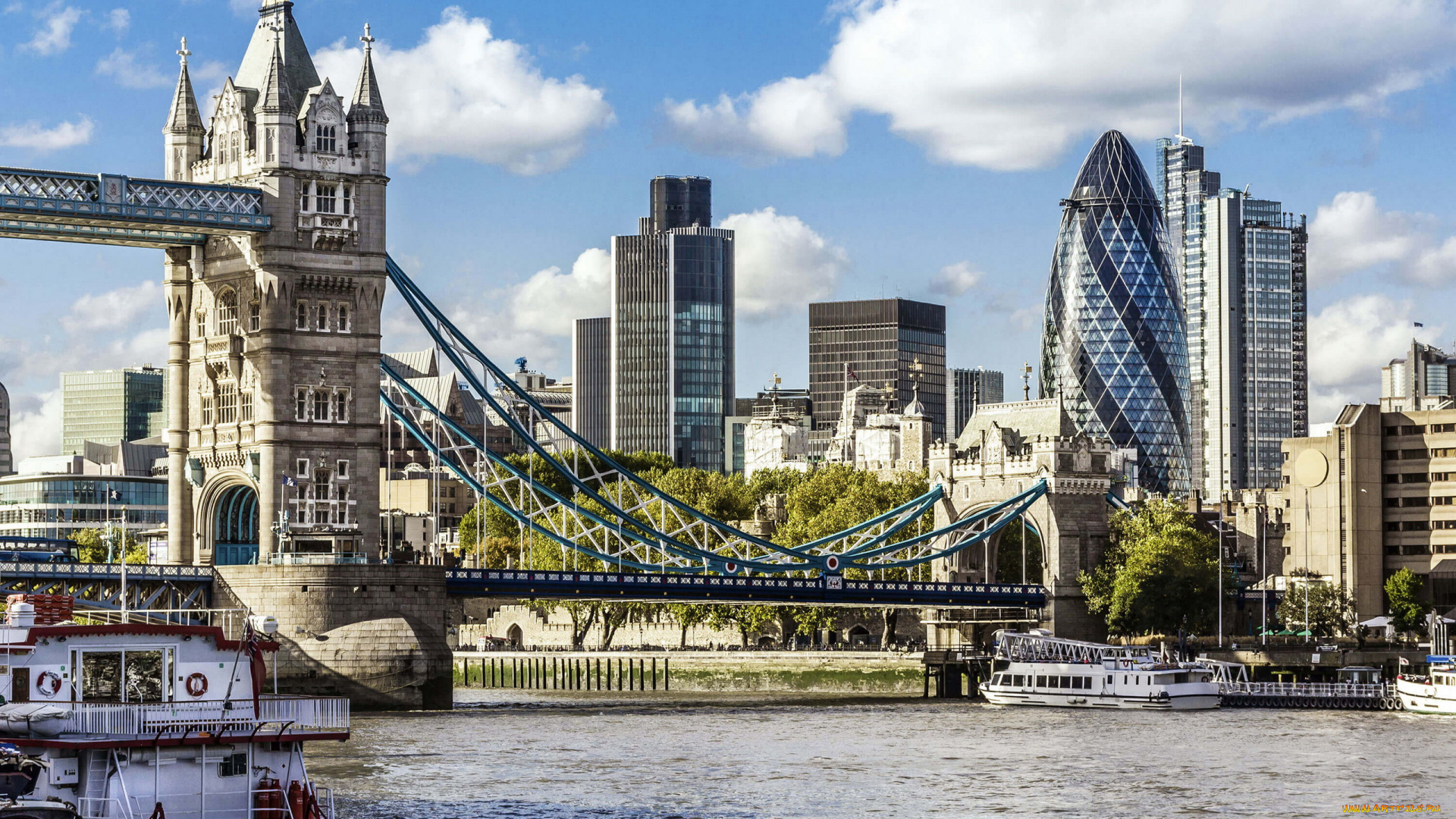 города, лондон, , великобритания, река, мост