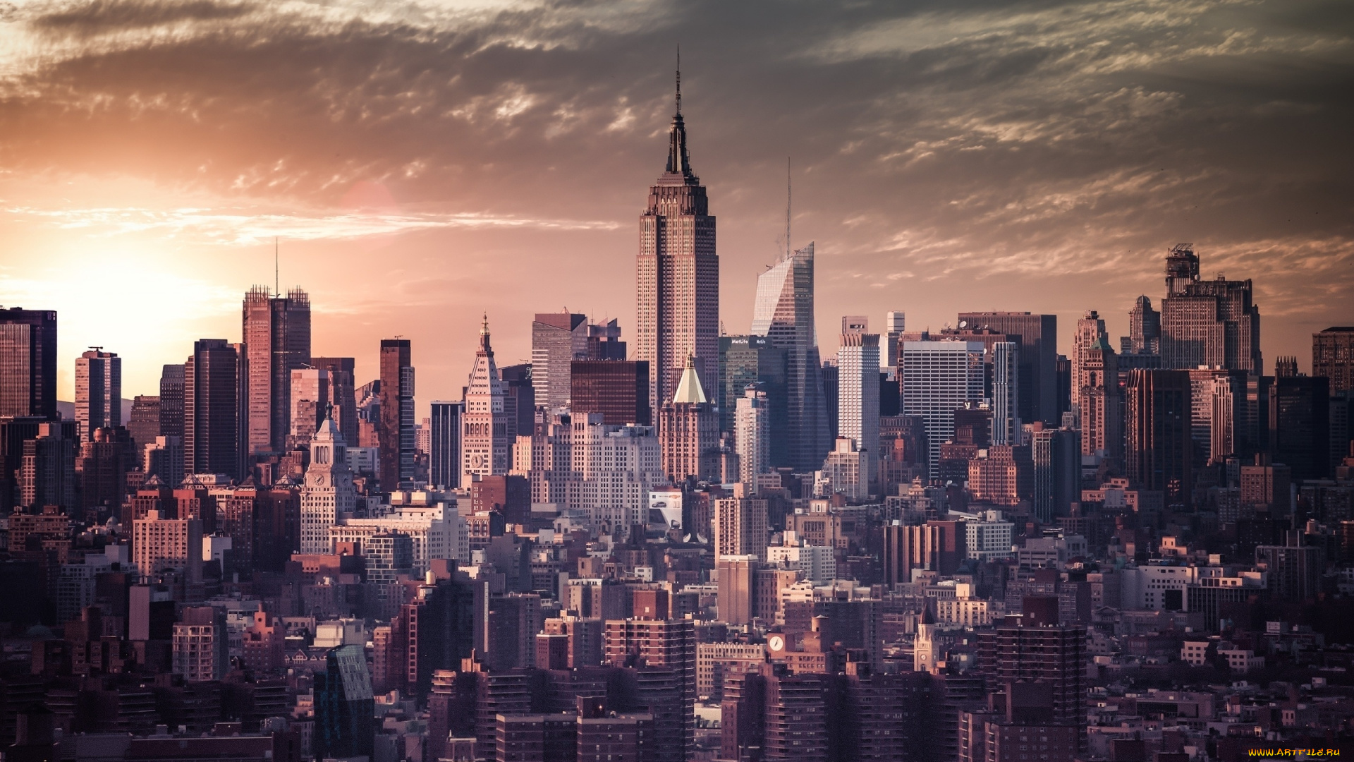 нью-йорк, города, нью-йорк, , сша, город, usa, штат, америка, небо, вечер, облака, здания, небоскрёбы