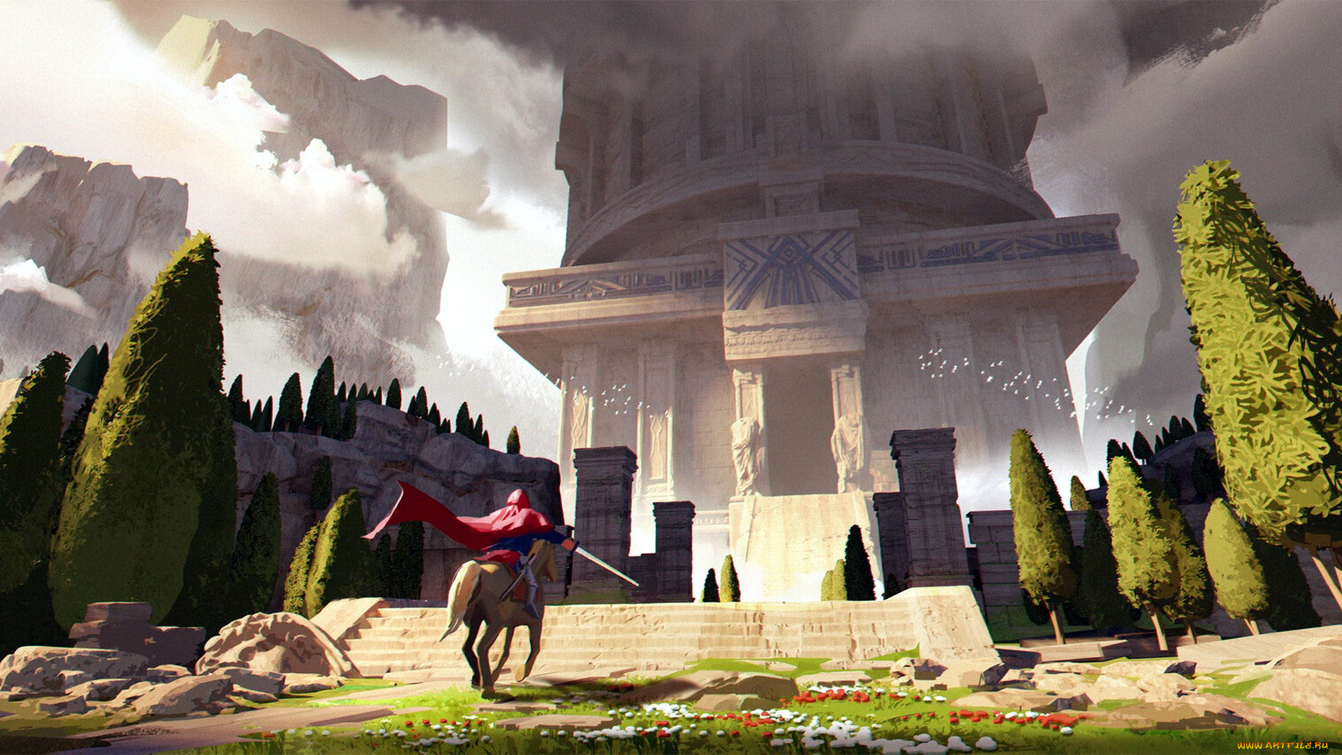 фэнтези, иные, миры, , иные, времена, замок, сад, всадник
