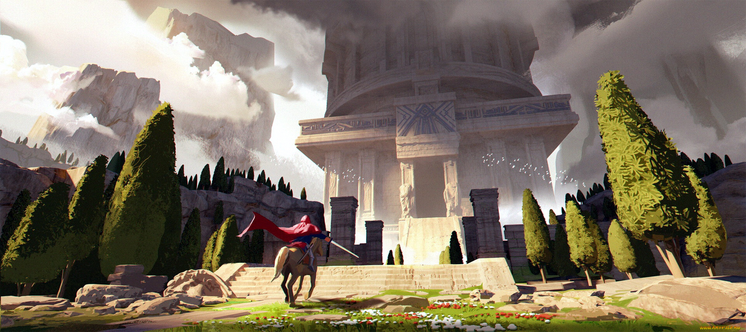 фэнтези, иные, миры, , иные, времена, замок, сад, всадник