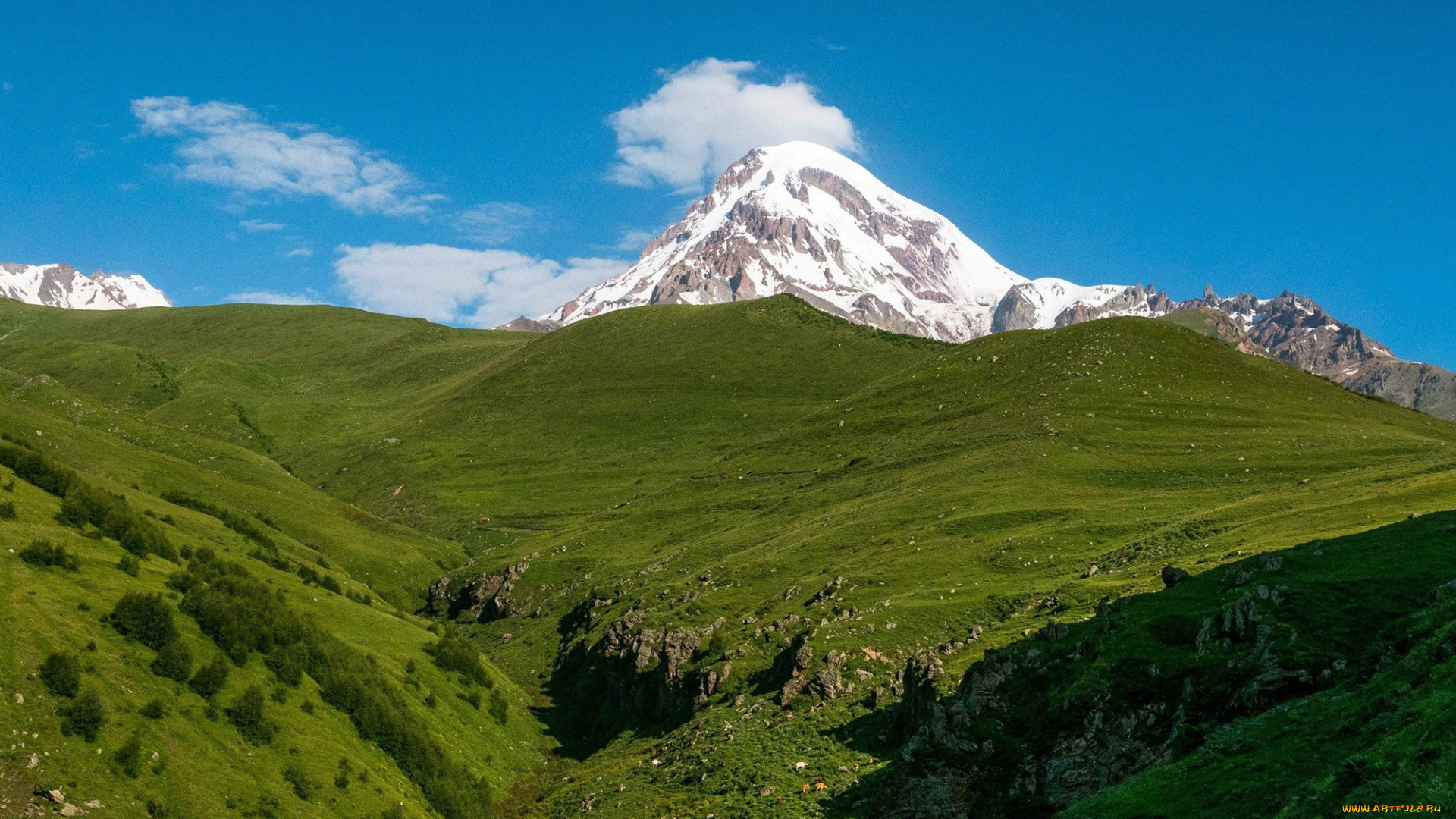 казбек, природа, горы, кавказ, гора