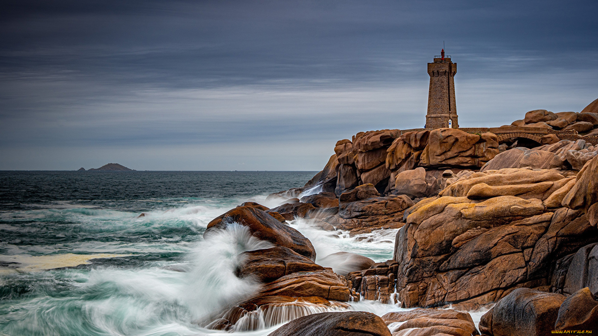 ploumanach, lighthouse, france, природа, маяки, ploumanach, lighthouse