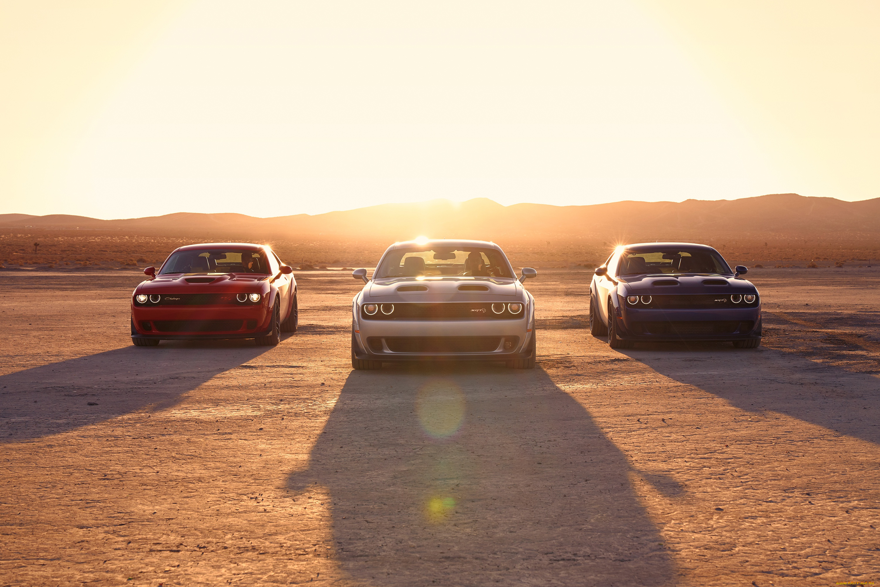 автомобили, dodge, challenger, sunset, srt, hellcat