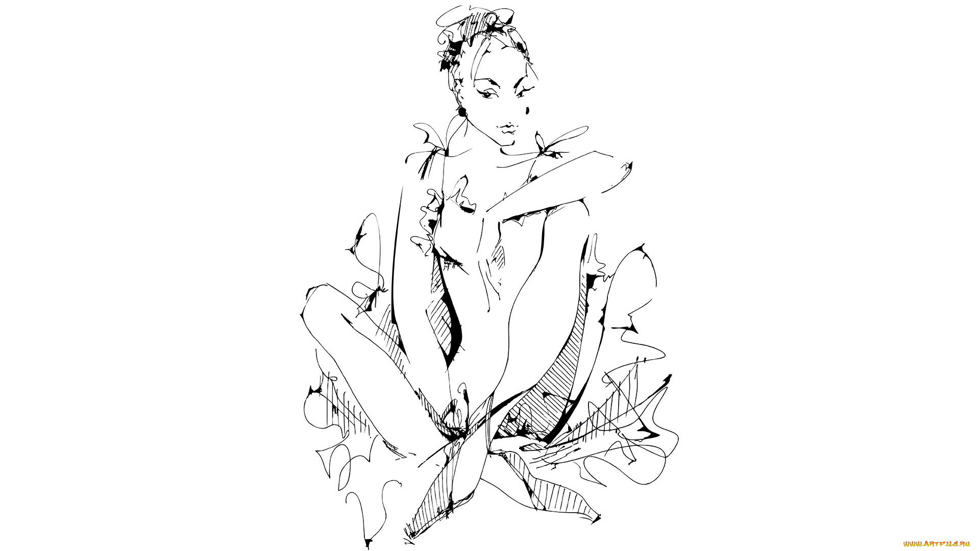 рисованное, люди, девушка, балерина