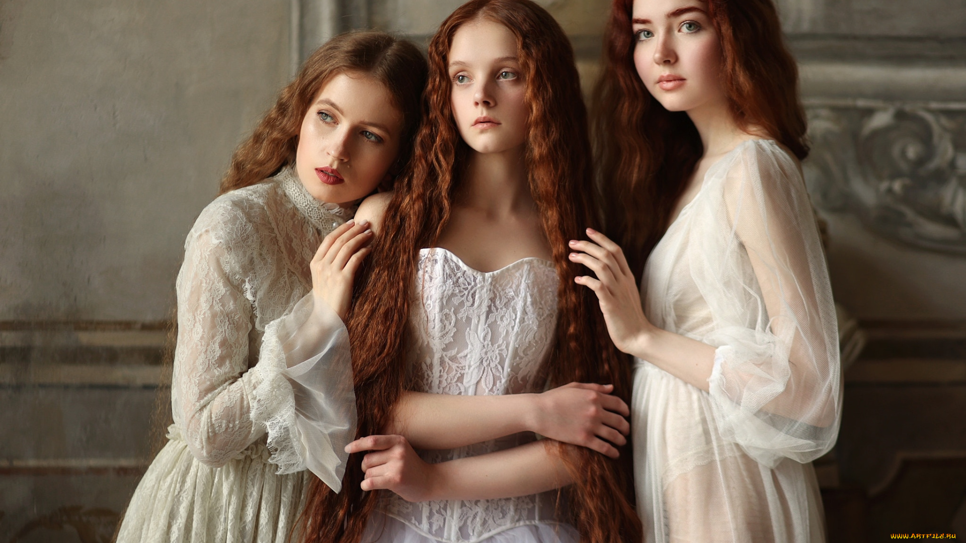 девушки, -, группа, девушек, трио