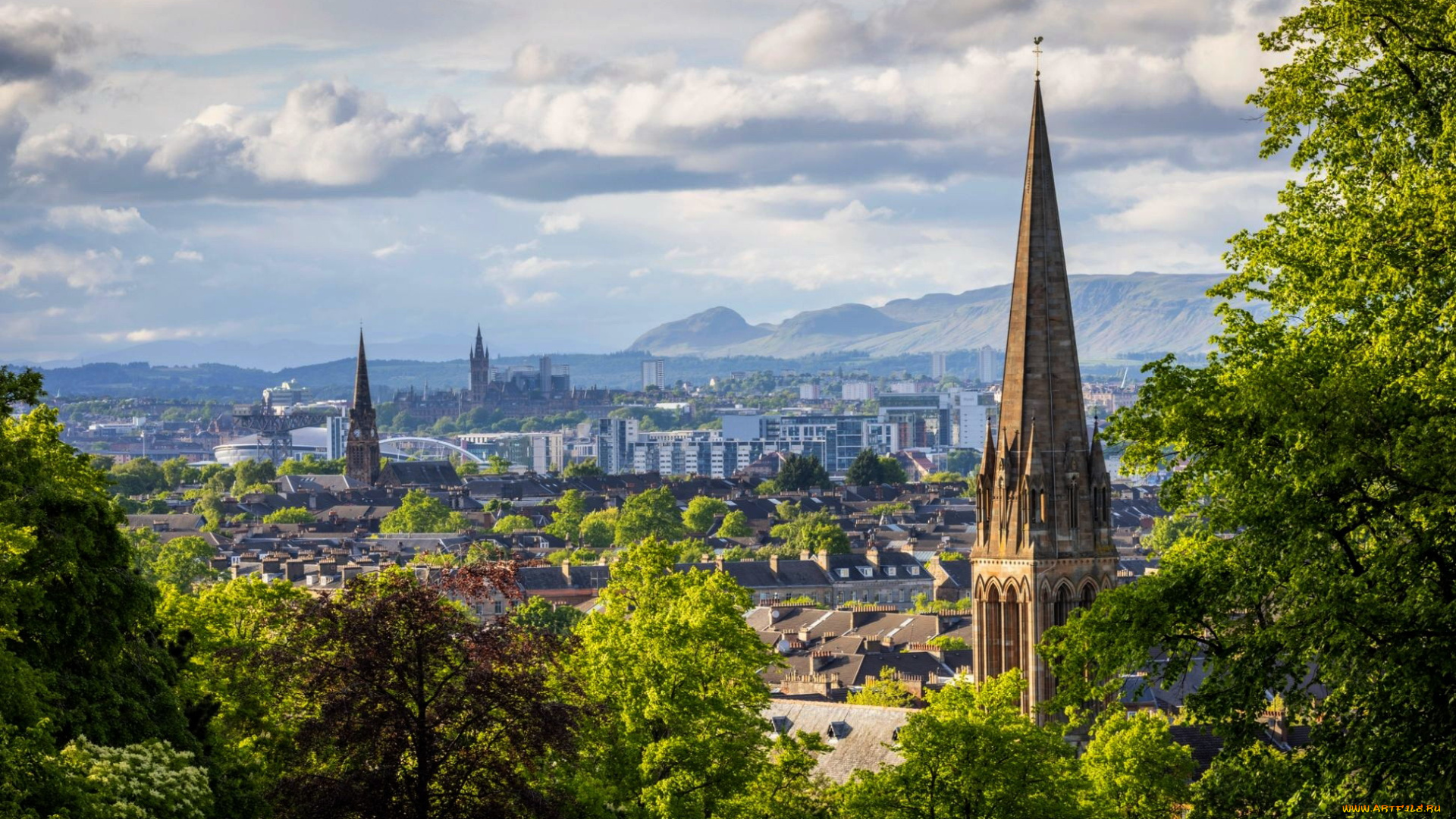 glasgow, scotland, города, -, панорамы