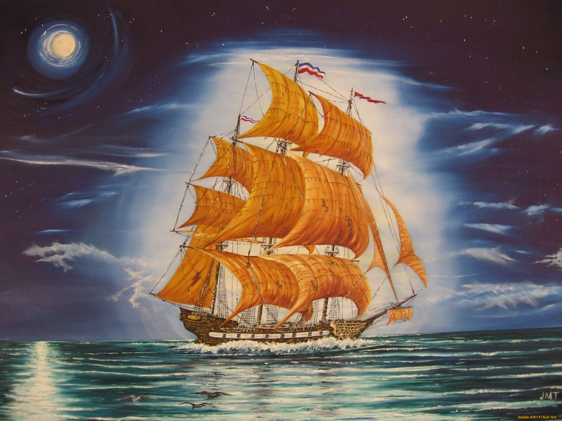 корабли, рисованные