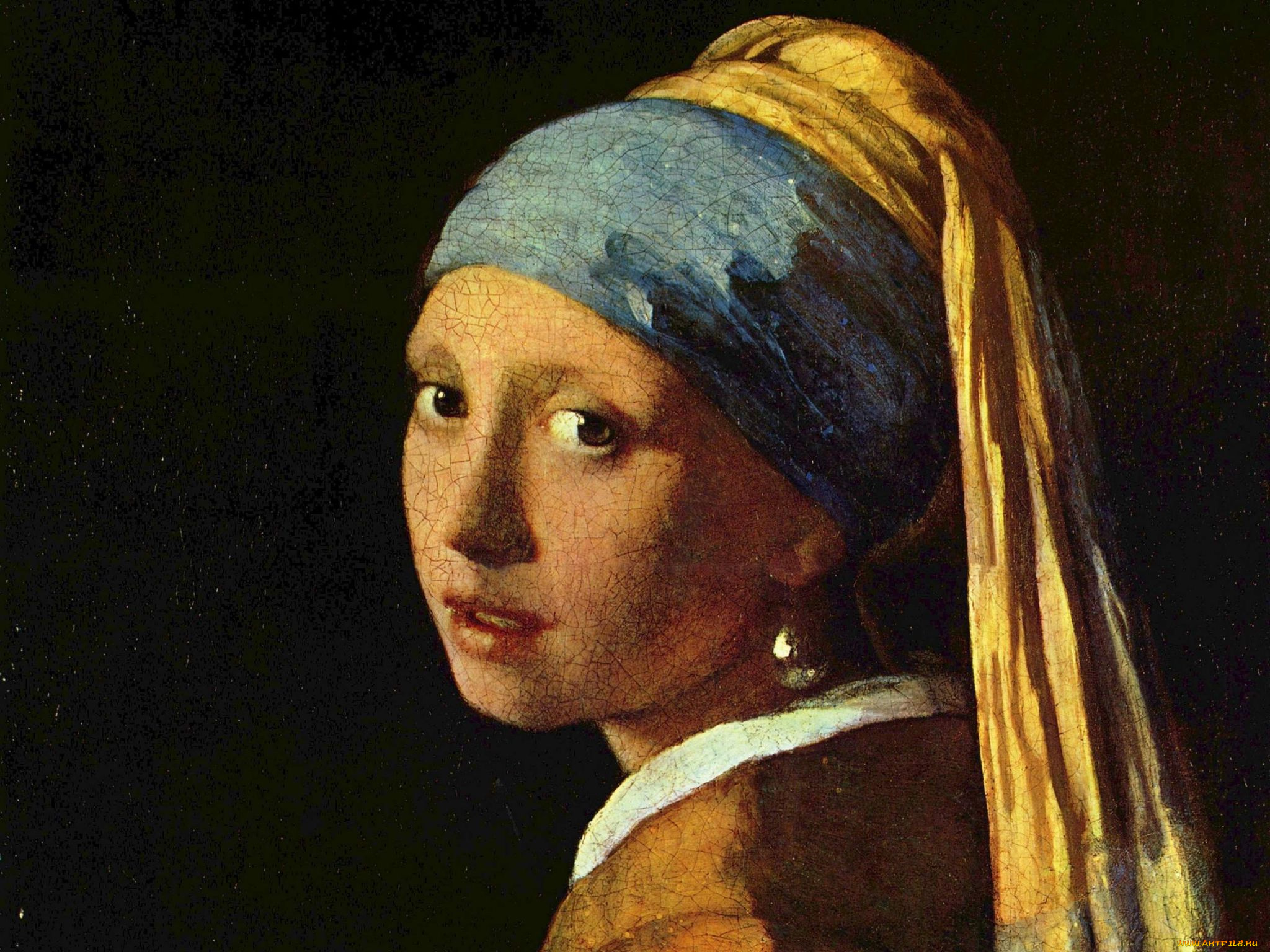 Ян, вермеер, девушка, жемчужной, сережкой, рисованные, jan, vermeer