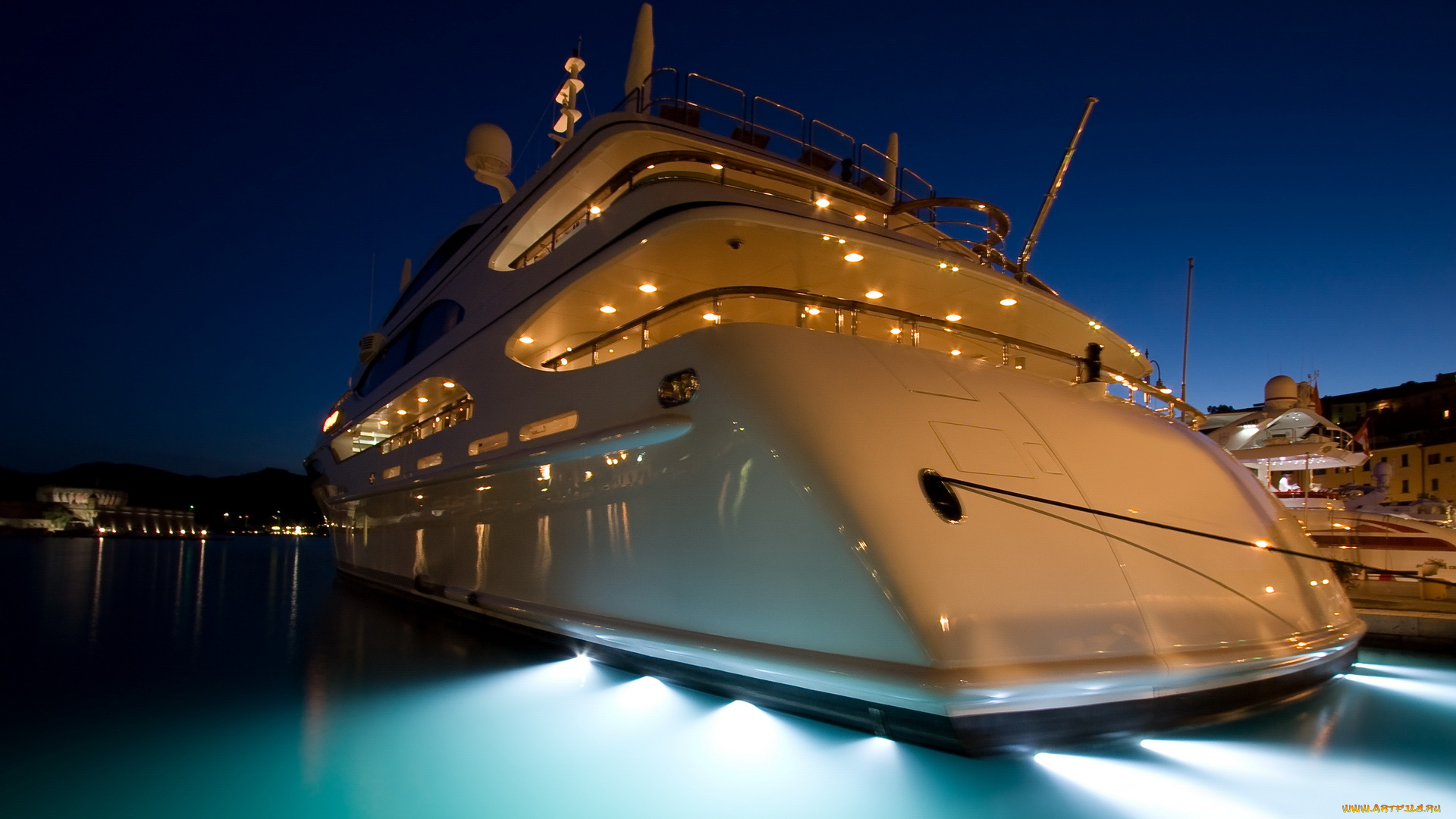 корабли, Яхты, причал, ночь, яхта