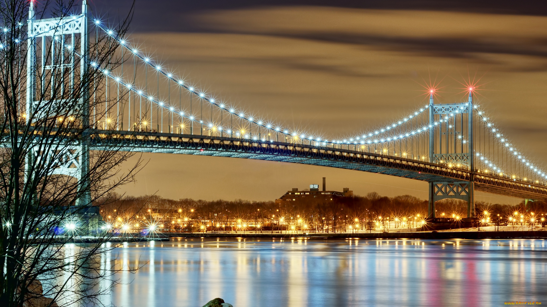 new, york, city, города, нью, йорк, сша, мост, nyc, ночной, город, огни