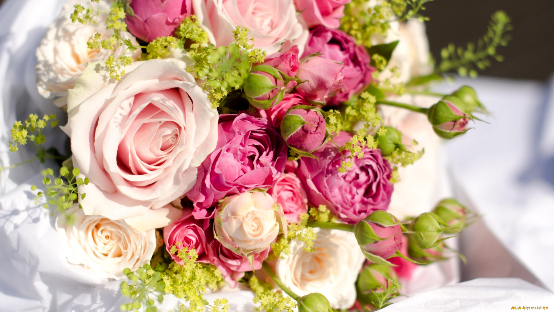 цветы, розы, букет, свадебный