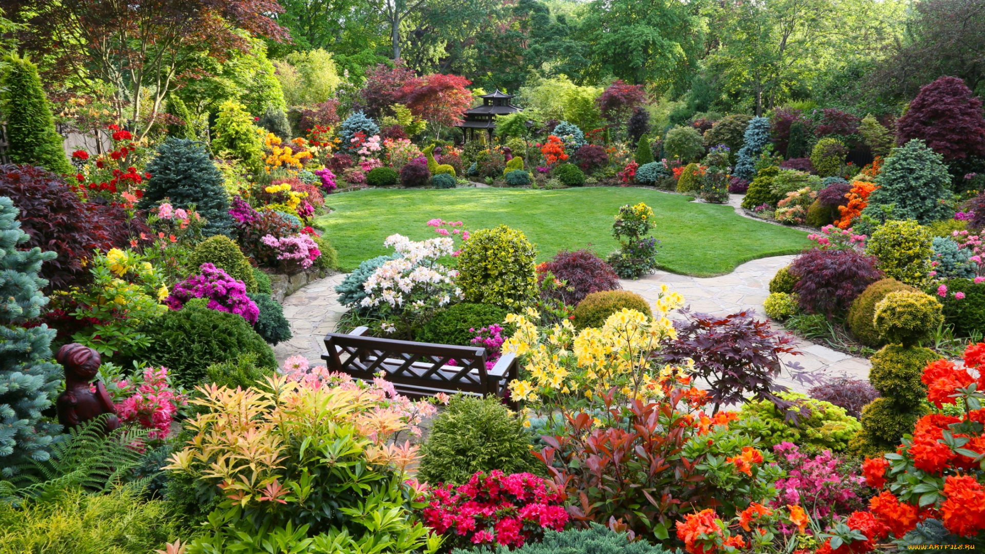 природа, парк, кусты, сад