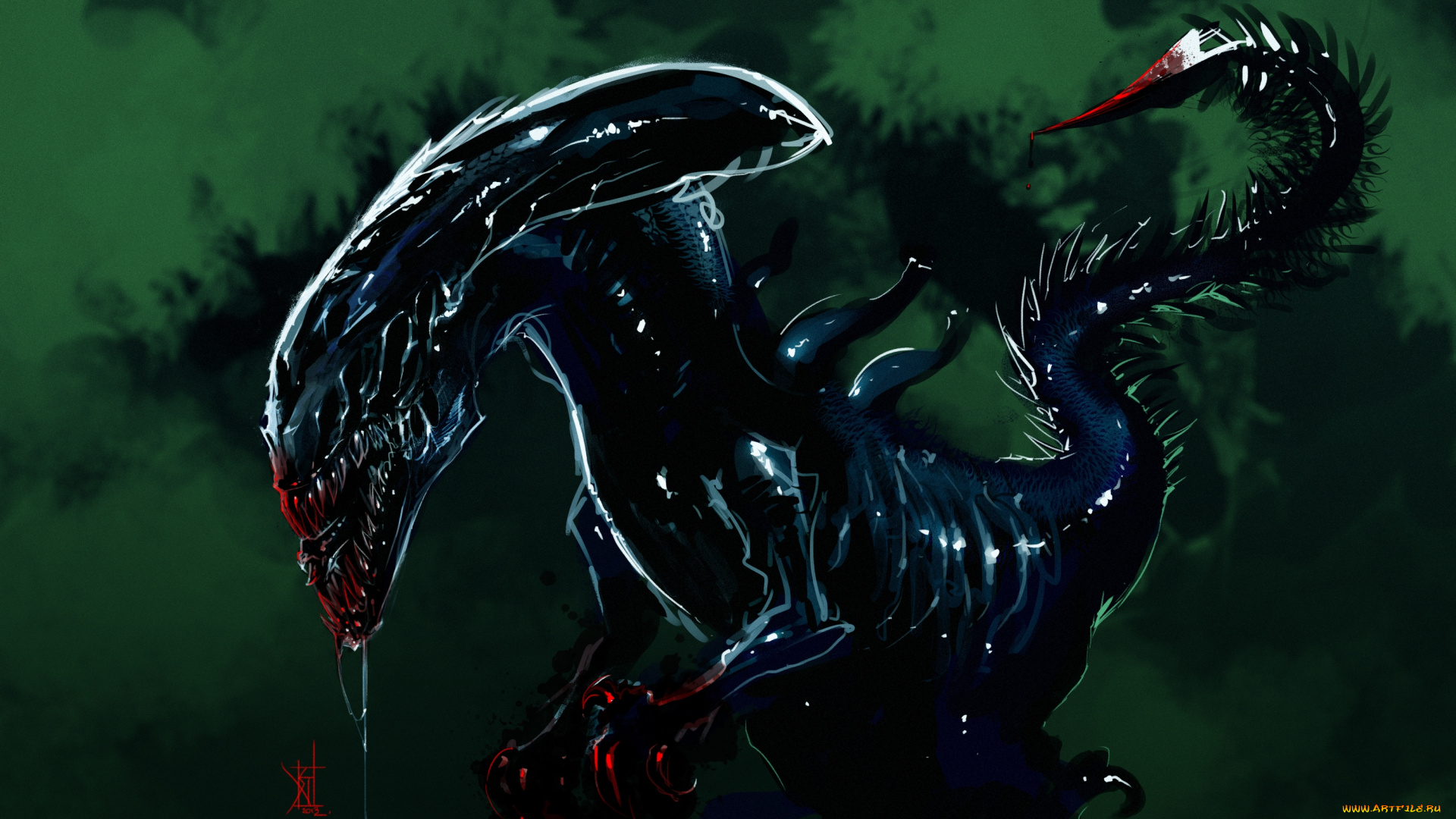 фэнтези, Чужой, , alien, кровь, хвост, монстр, чудовище, чужой