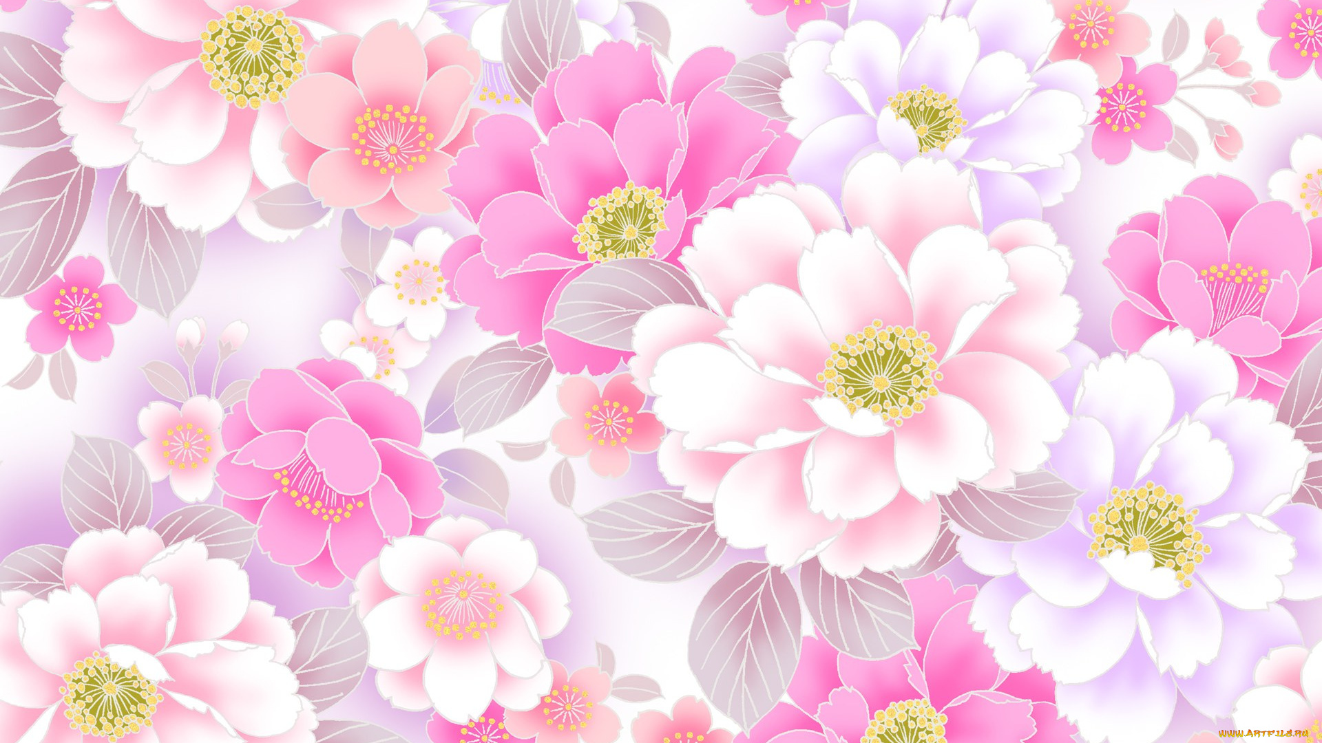 векторная, графика, цветы, фон