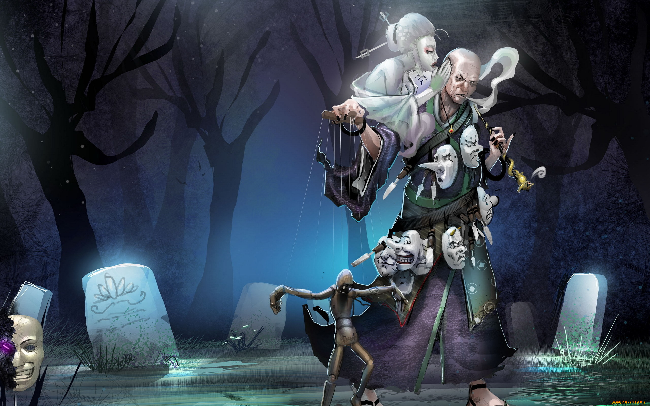 puppeteer, видео, игры, марионетка, кукла, маски, кладбище, призрак, старик