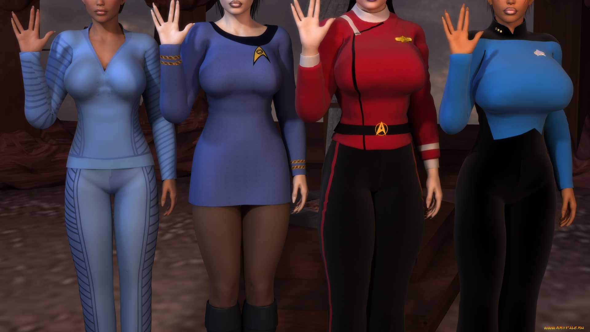 3д, графика, эльфы, , elves, эльфийки, взгляд, фон, жест