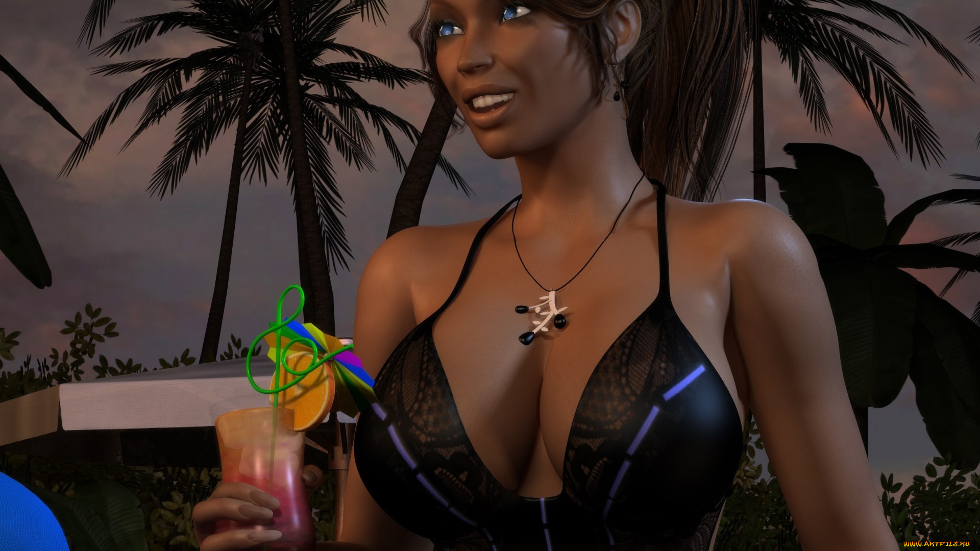 3д, графика, люди, , people, взгляд, девушка, напиток, фон