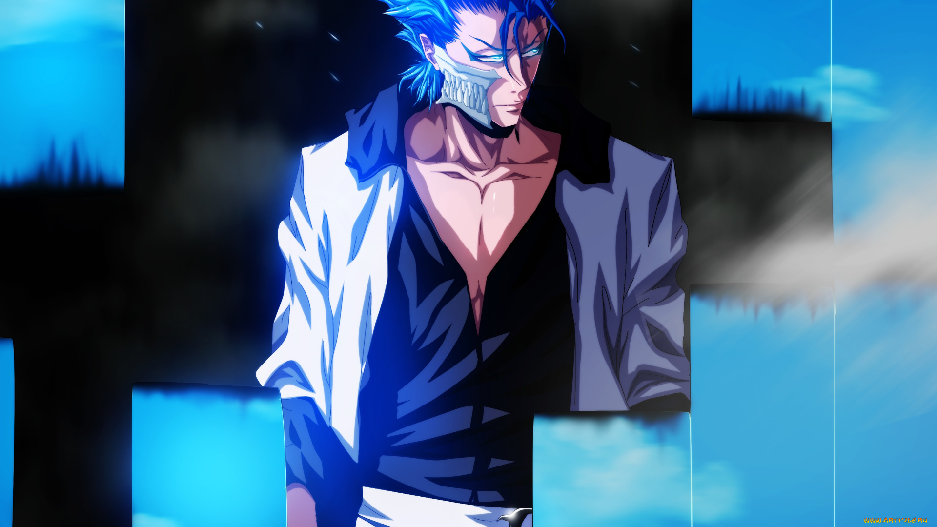 аниме, bleach, лицо, мужчина, grimmjow, jaegerjaquez