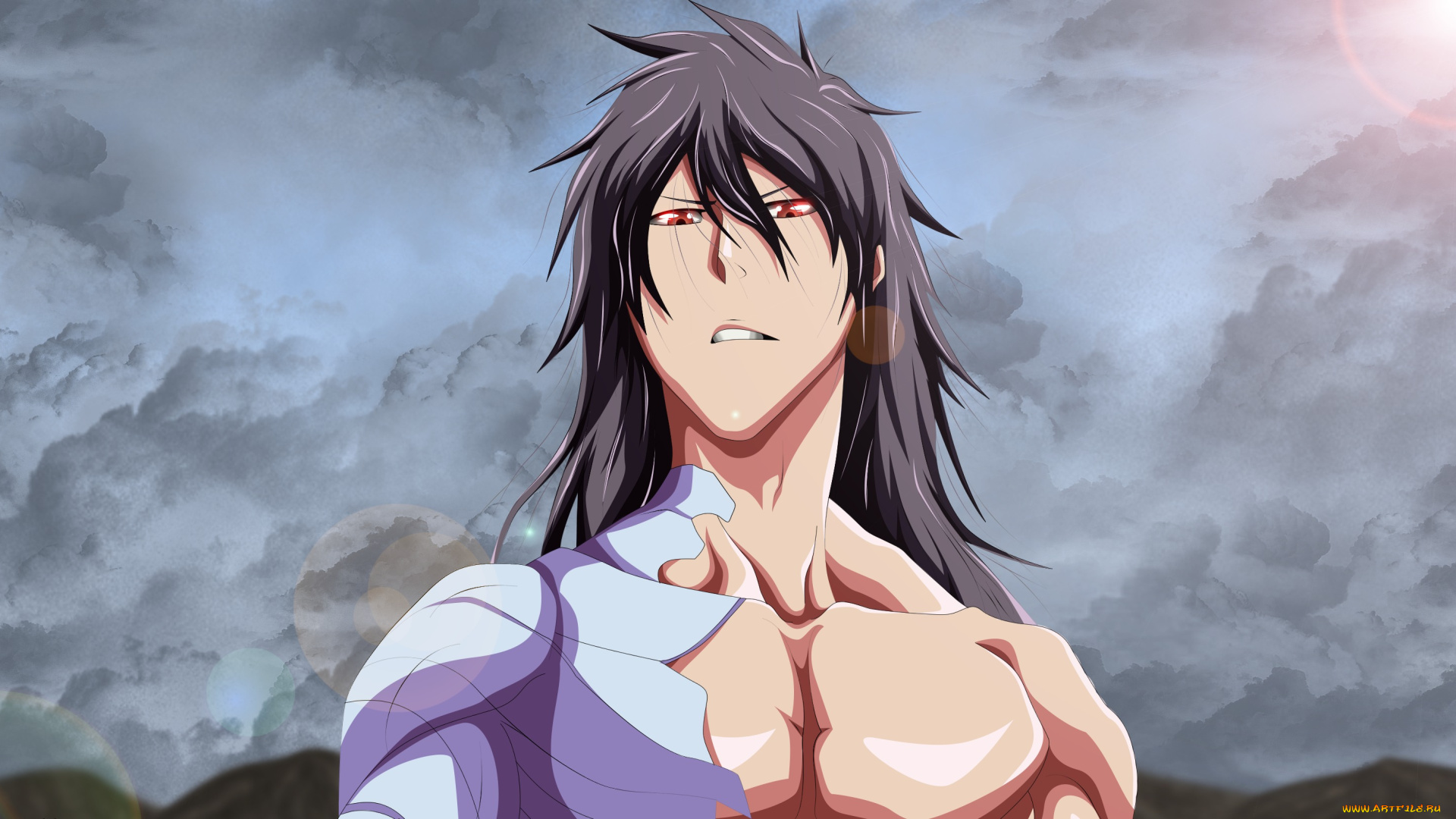 аниме, bleach, парень, арт, взгляд, волосы