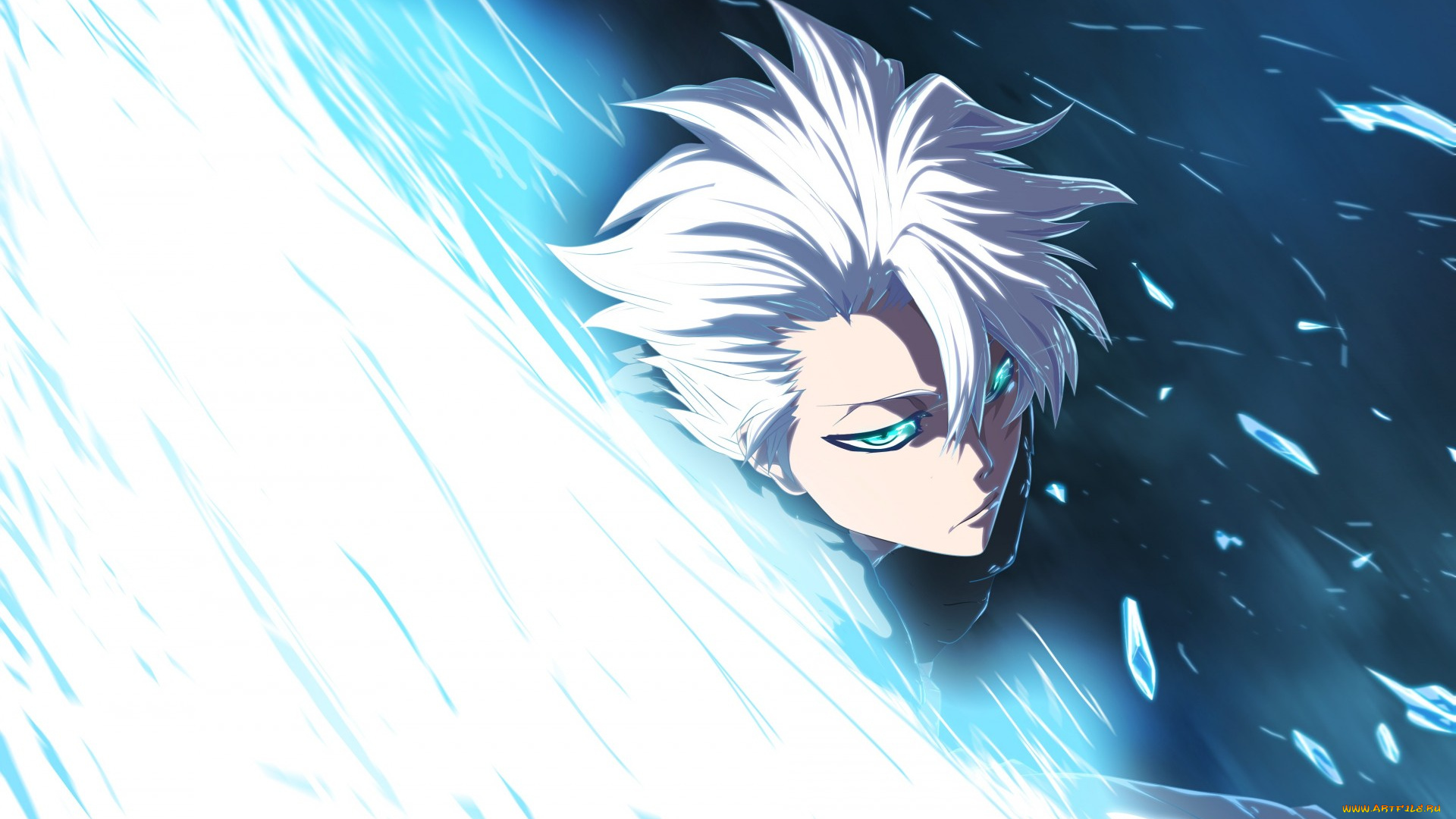аниме, bleach, toshiro, hitsugaya, shinigami, art, мужчина