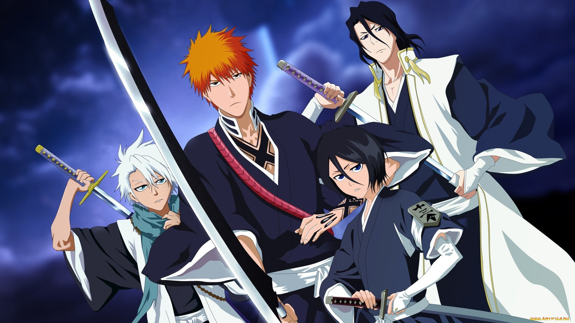 аниме, bleach, toushirou, hitsugaya, kurosaki, ichigo, by, drlinux, byakuya, kuchiki