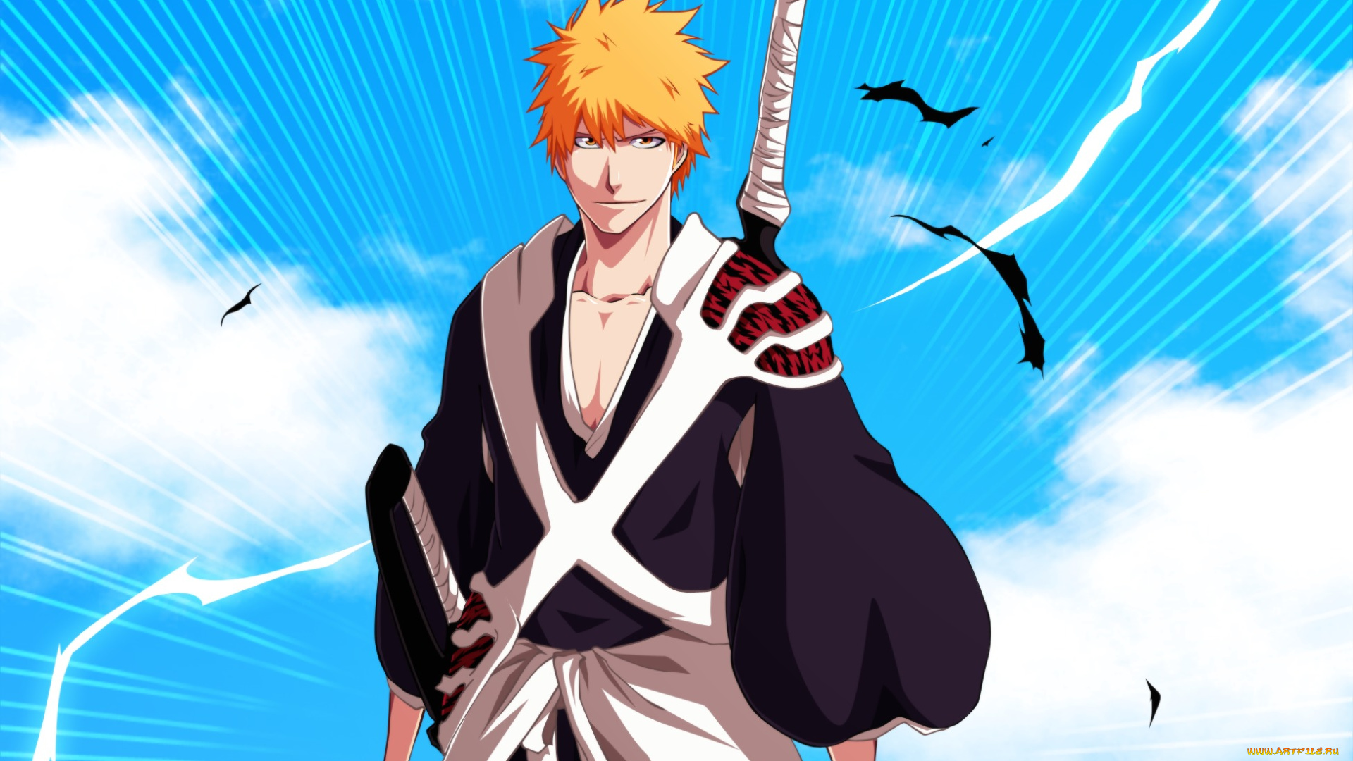 аниме, bleach, взгляд, меч, блондин, shinigami, парень