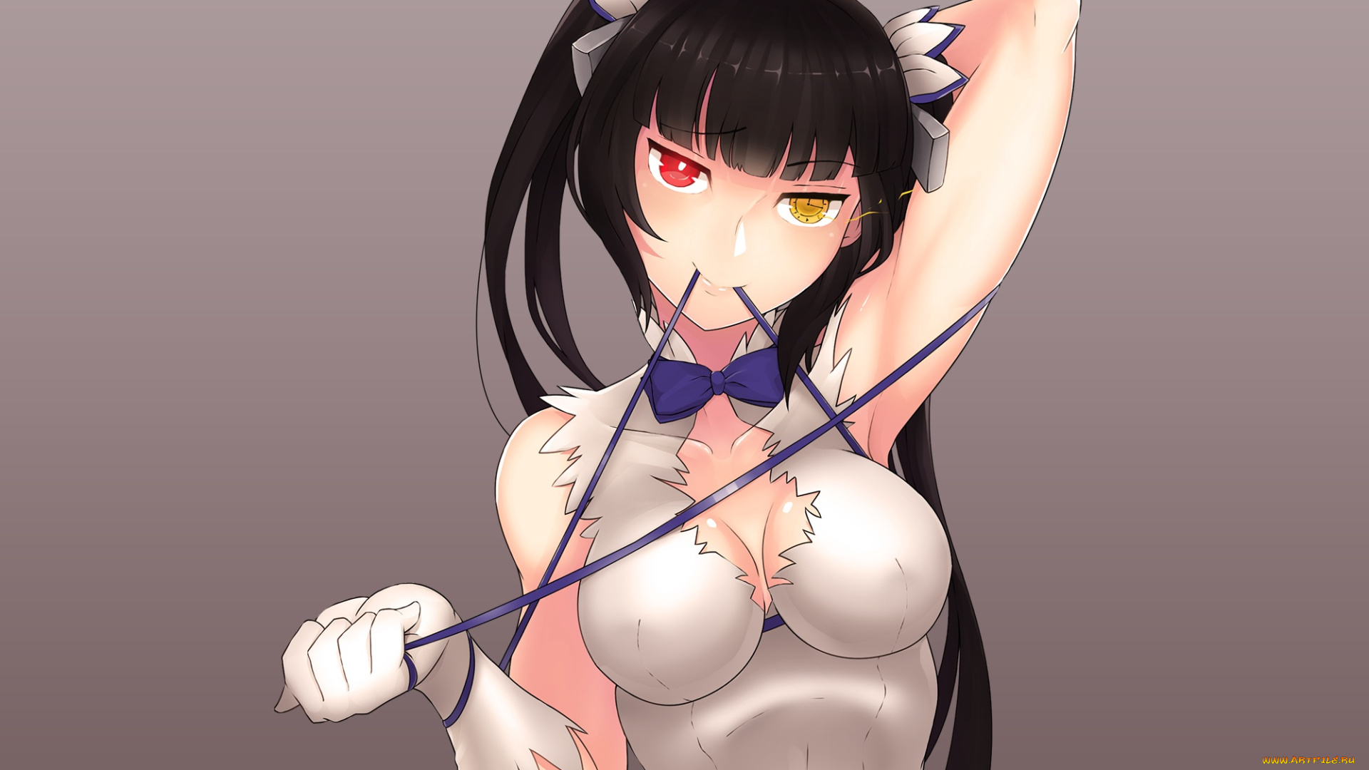 аниме, danmachi, tokisaki, kurumi, фон, арт, bushidokuroi, взгляд, девушка