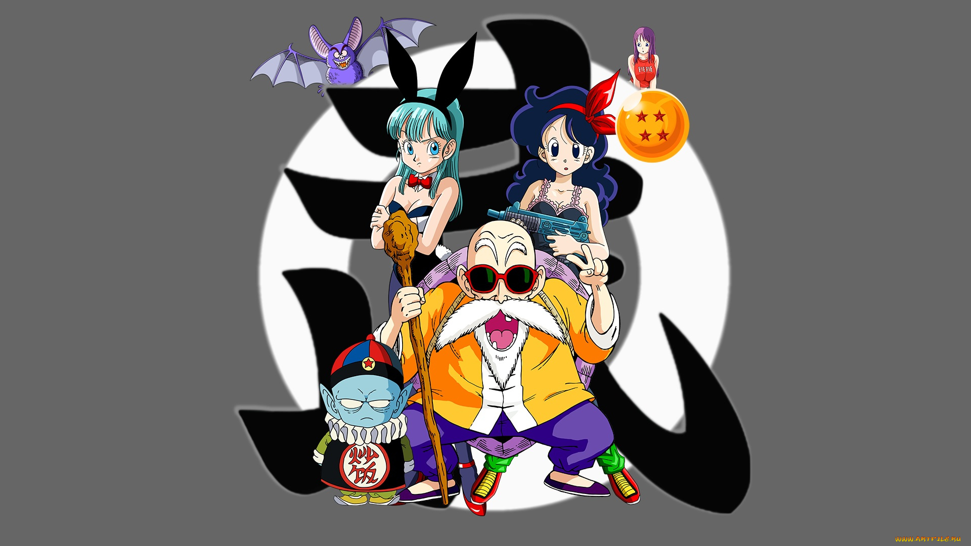 аниме, dragon, ball, bulma, lunch, dragonball, muten, roshi