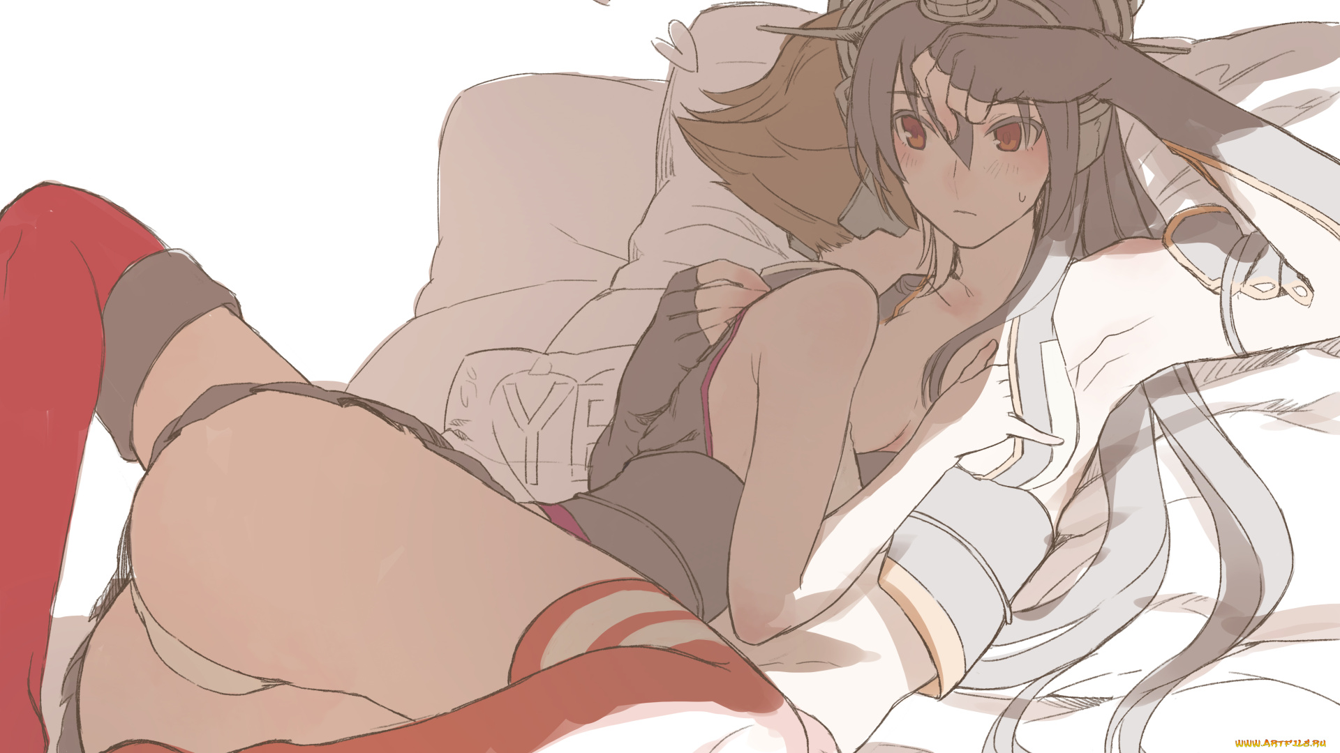 аниме, kantai, collection, crownclowncosmic, девушка, mutsu, kancolle, nagato, арт, cosmic, kantai, collection