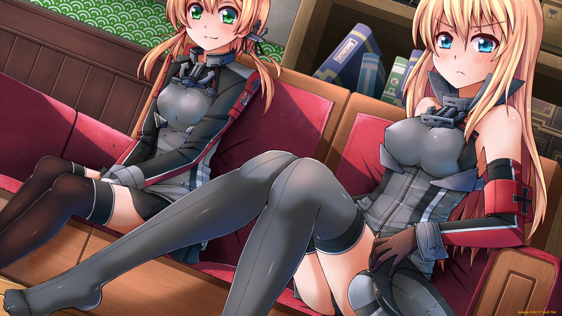 аниме, kantai, collection, kancolle, bismarck, kantai, collection, kaiyi, девушки, арт, prinz, eugen