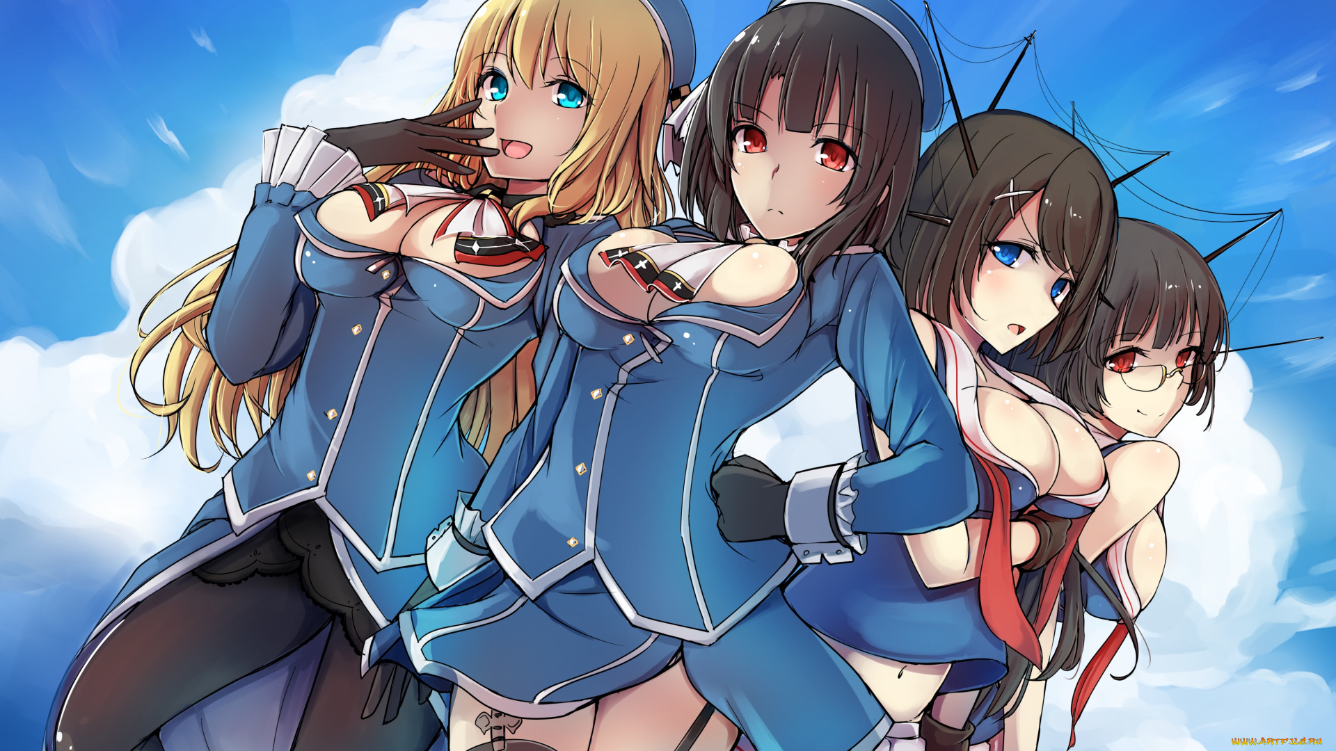 аниме, kantai, collection, kantai, collection, atago, kancolle, choukai, maya, takao, korezyanai, арт, девушки