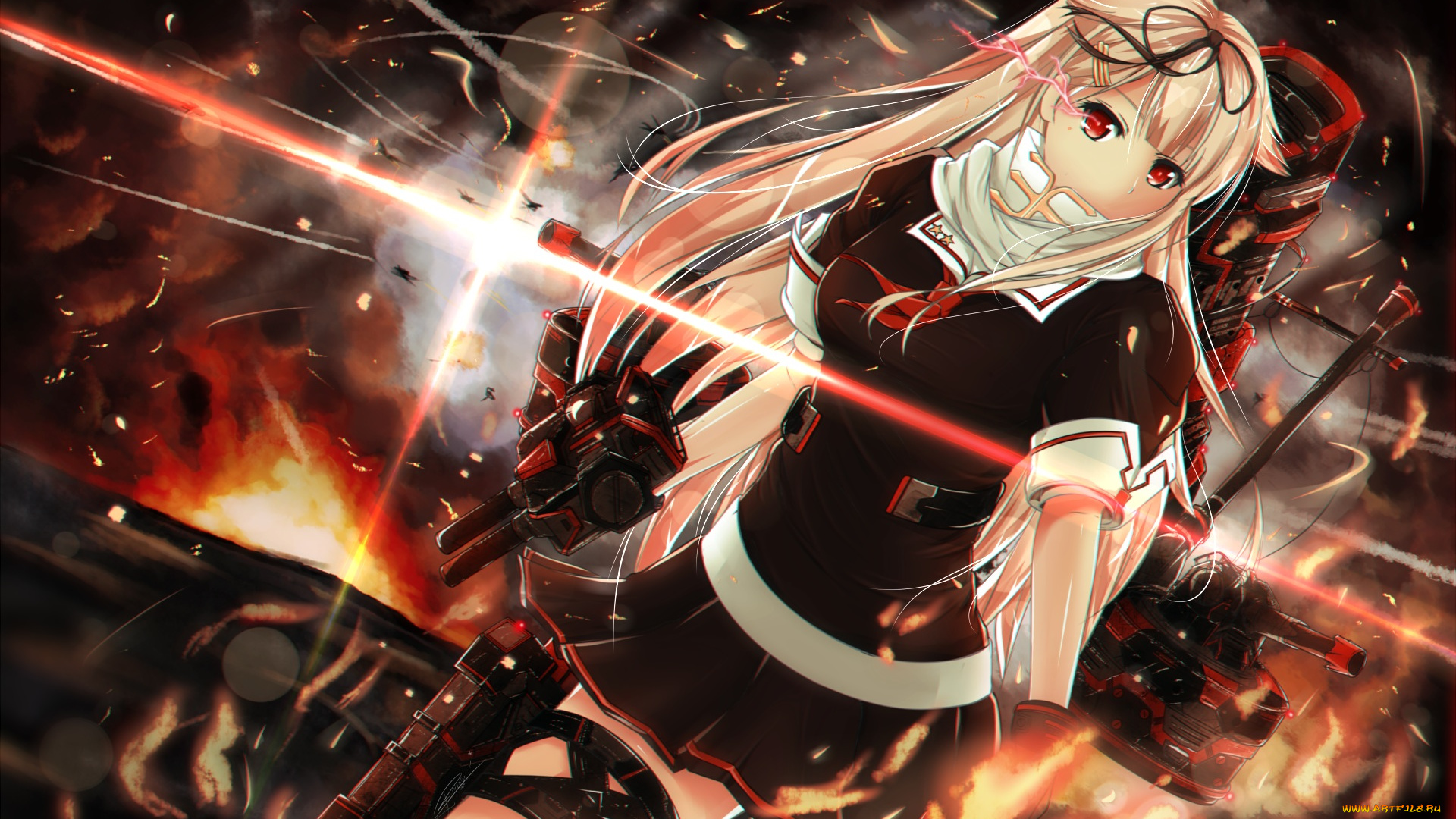 аниме, kantai, collection, оружие, девушка, арт, kancolle, yuudachi, kantai, collection, raizo35