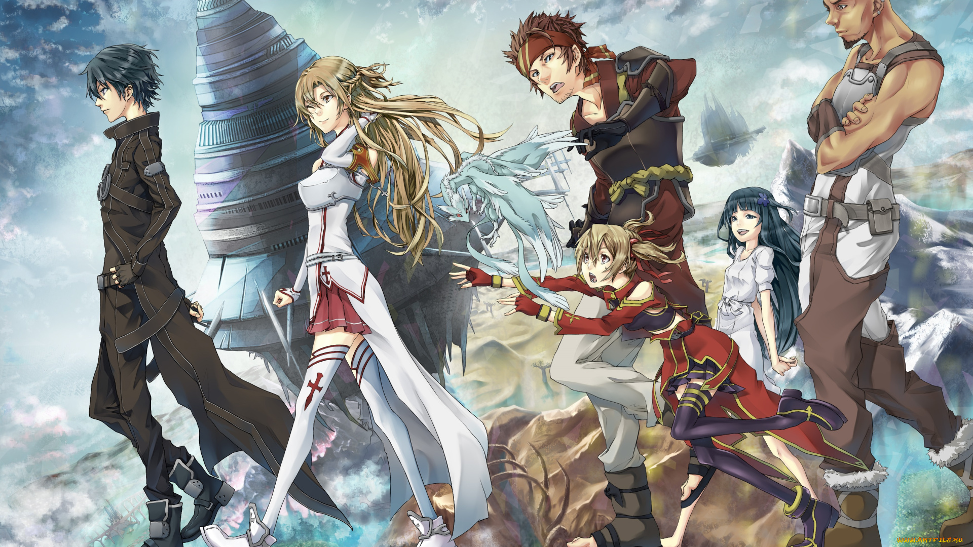 аниме, sword, art, online, ayano, keiko, andrew, gilbert, mills, yui, tsuboi, ryoutarou, essual, layer, world, yuuki, asuna, pina, sword, art, online, kirigaya, kazuto