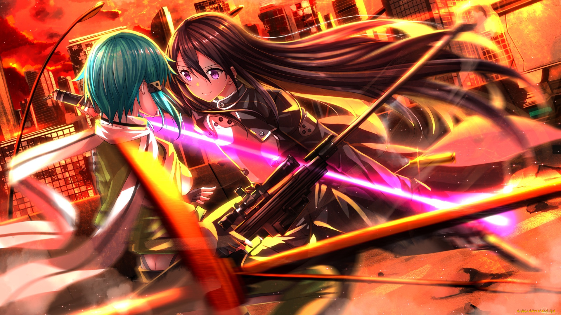 аниме, sword, art, online, gun, gale, online, swordsouls, sword, art, кирито, синон, kirigaya, kazuto, shinon, sao